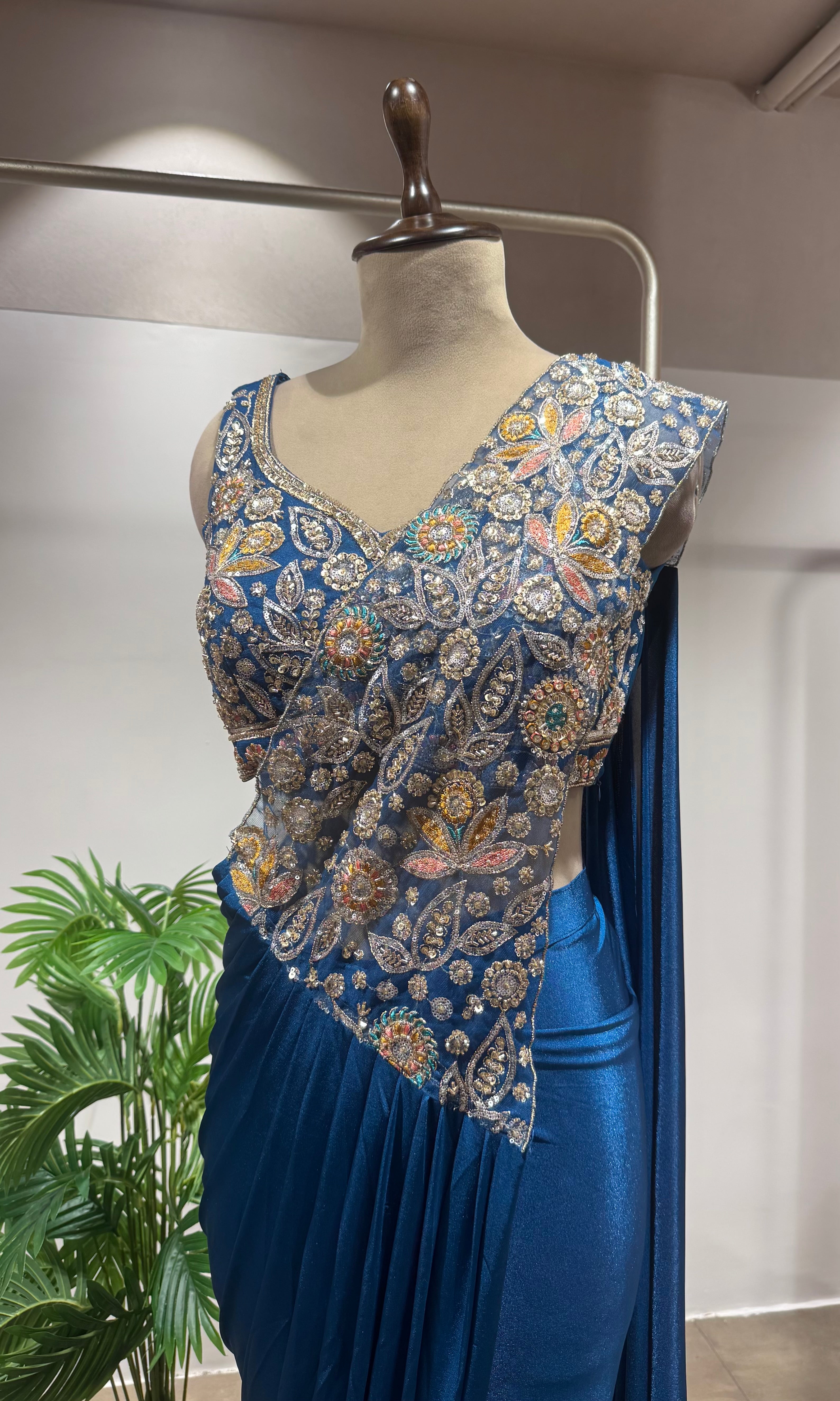 Royal Blue DRAPE Lycra Saree