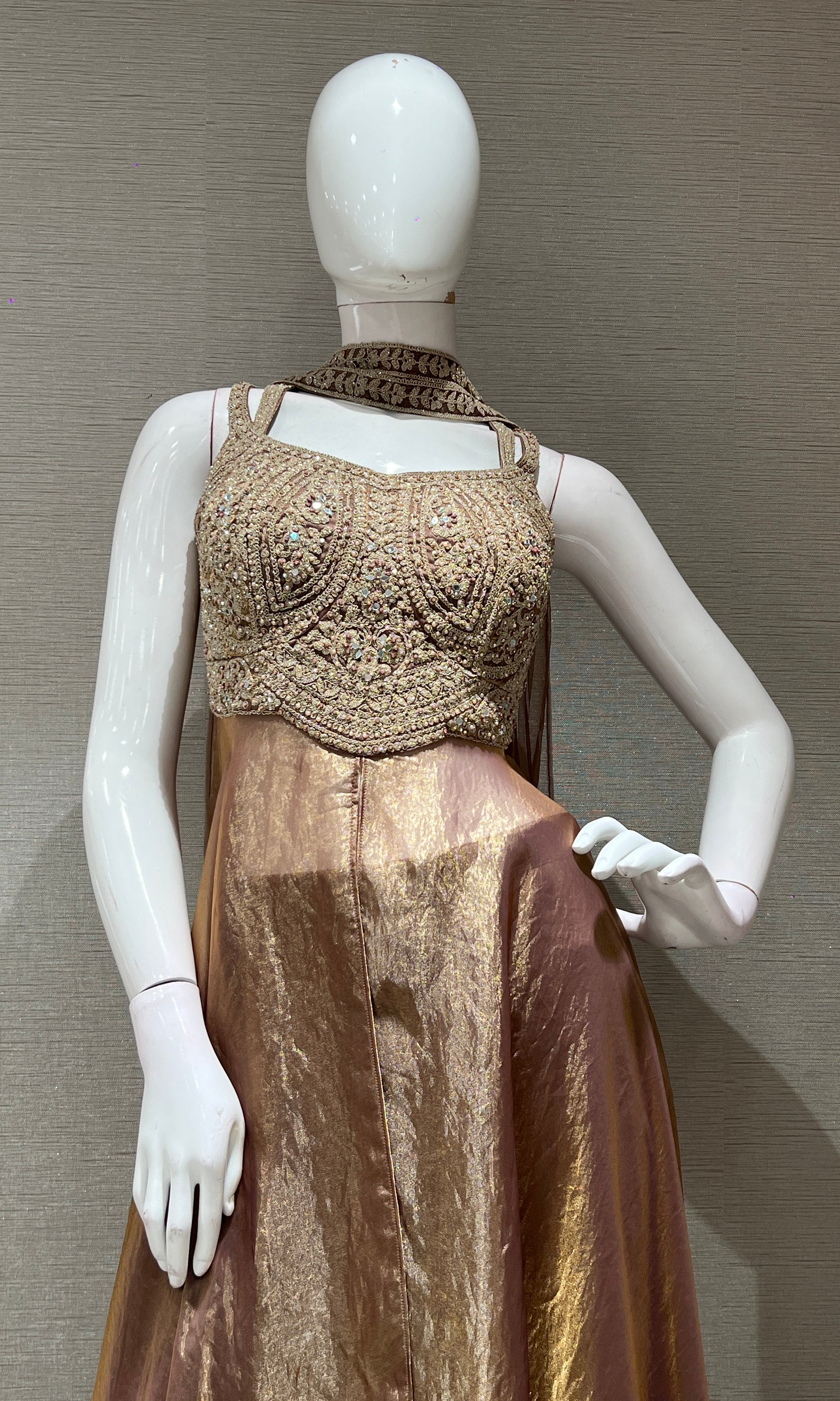 LIGHT BROWN EMBROIDERED ANARKALI