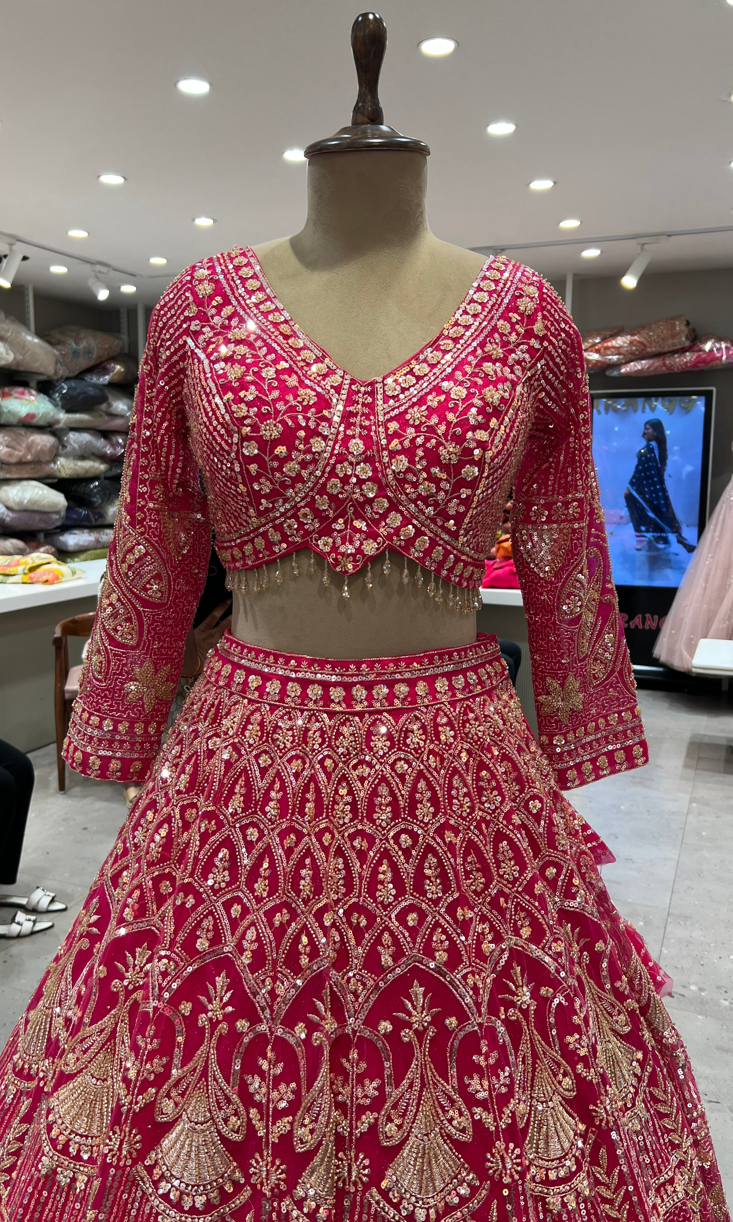Pink GOLDEN EMBROIDERED LEHENGA