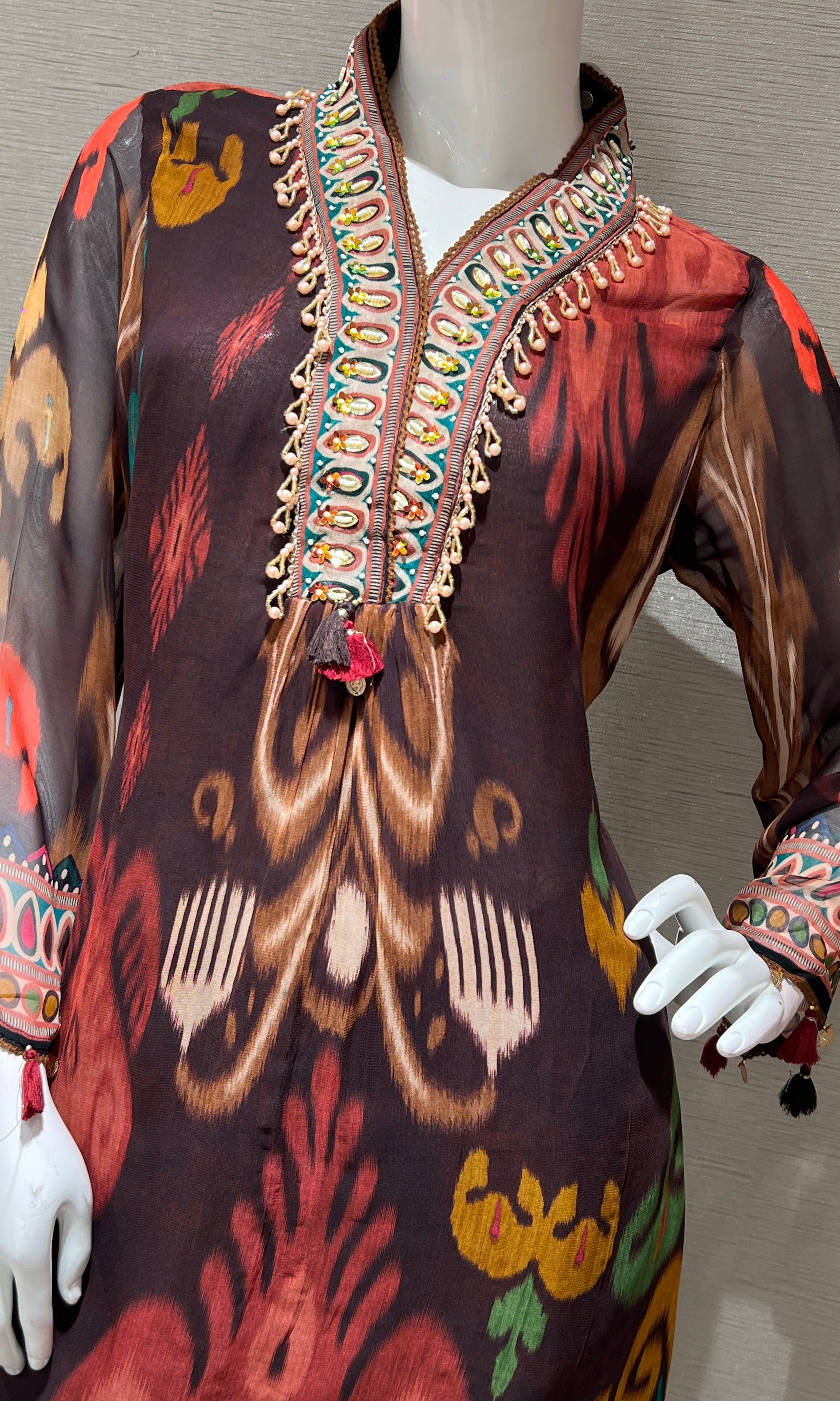 Brown kurta set WITH PALAZZO PANTS