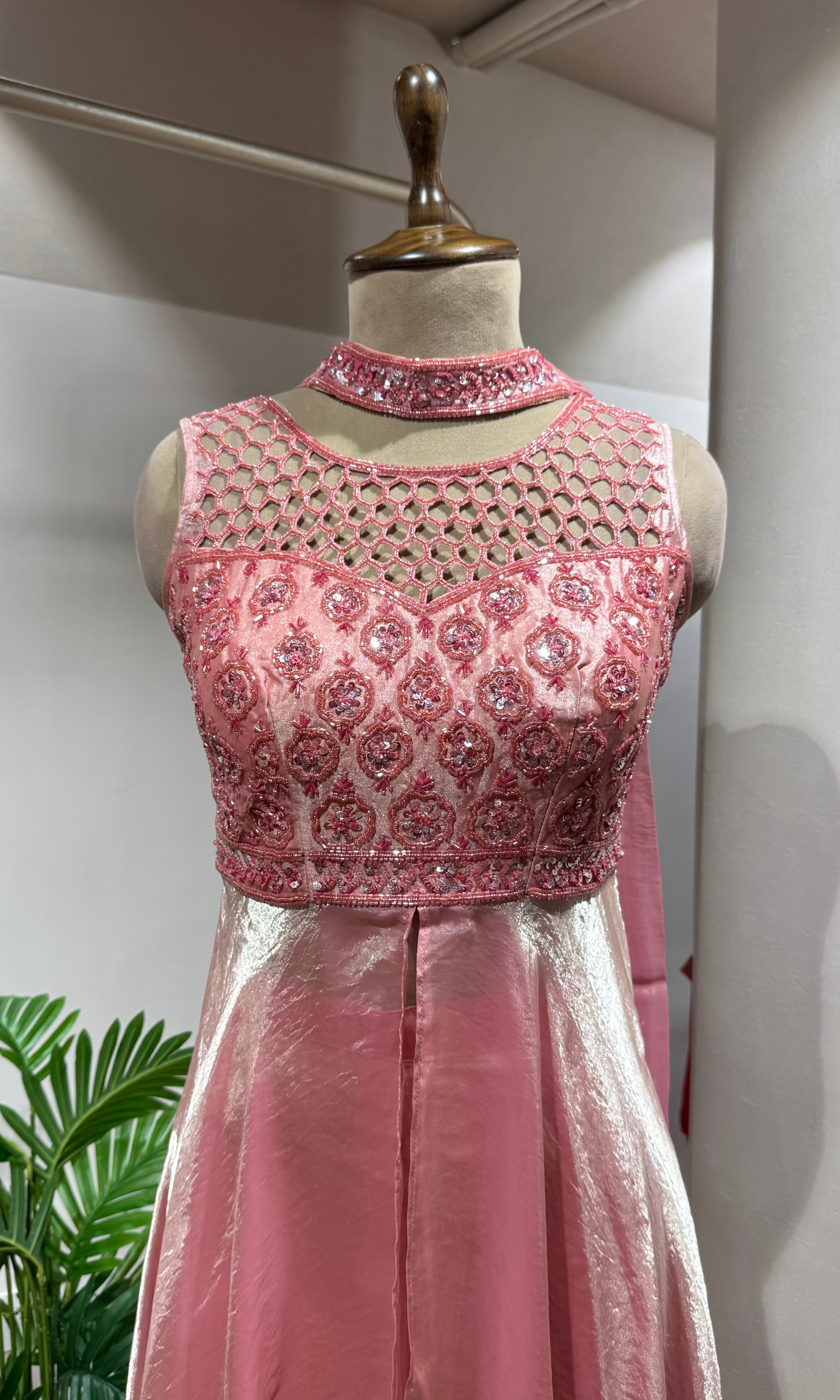 GOLD Shimmer ararkali with palazzo pants