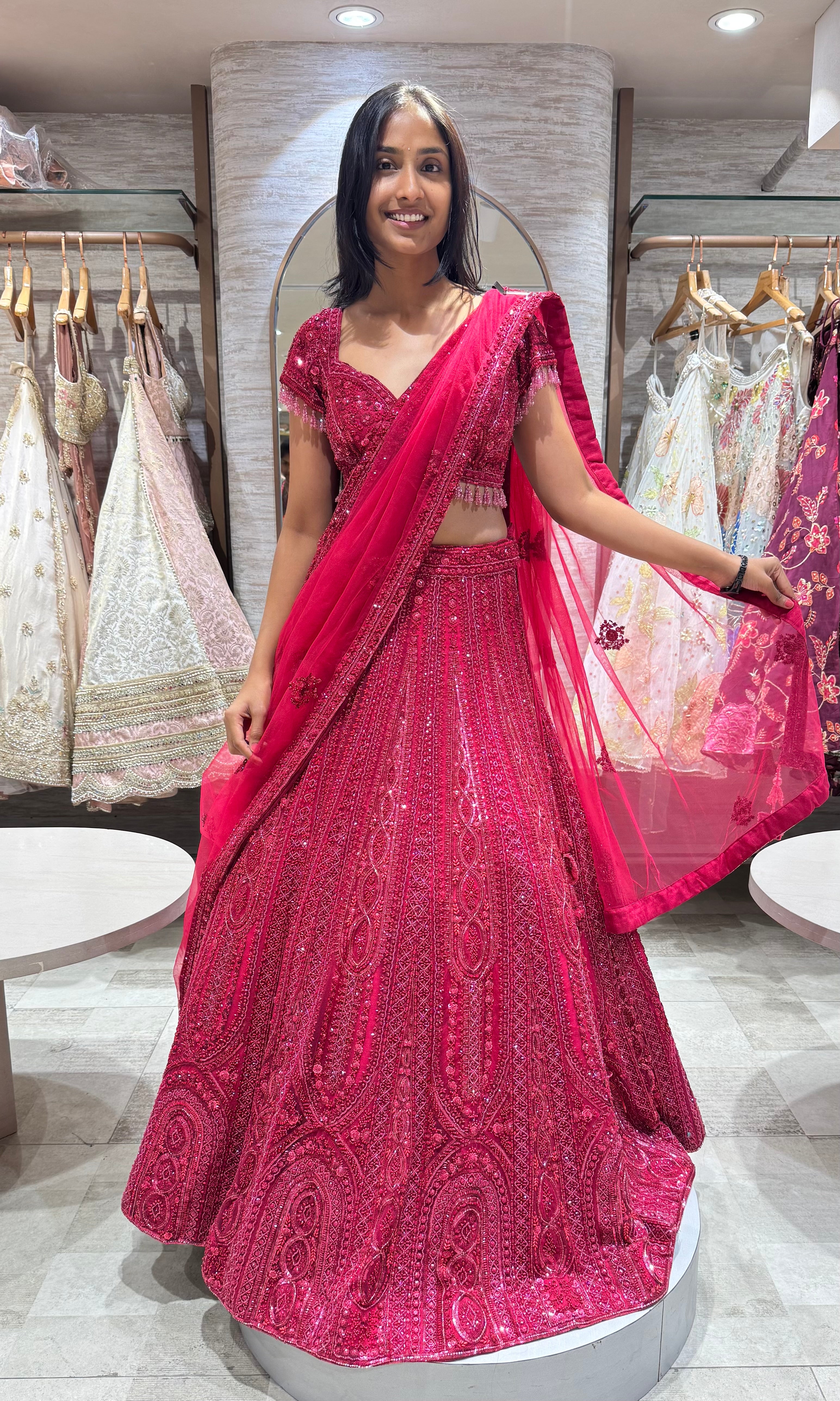 CHERRY EMBELLISHED LEHENGA