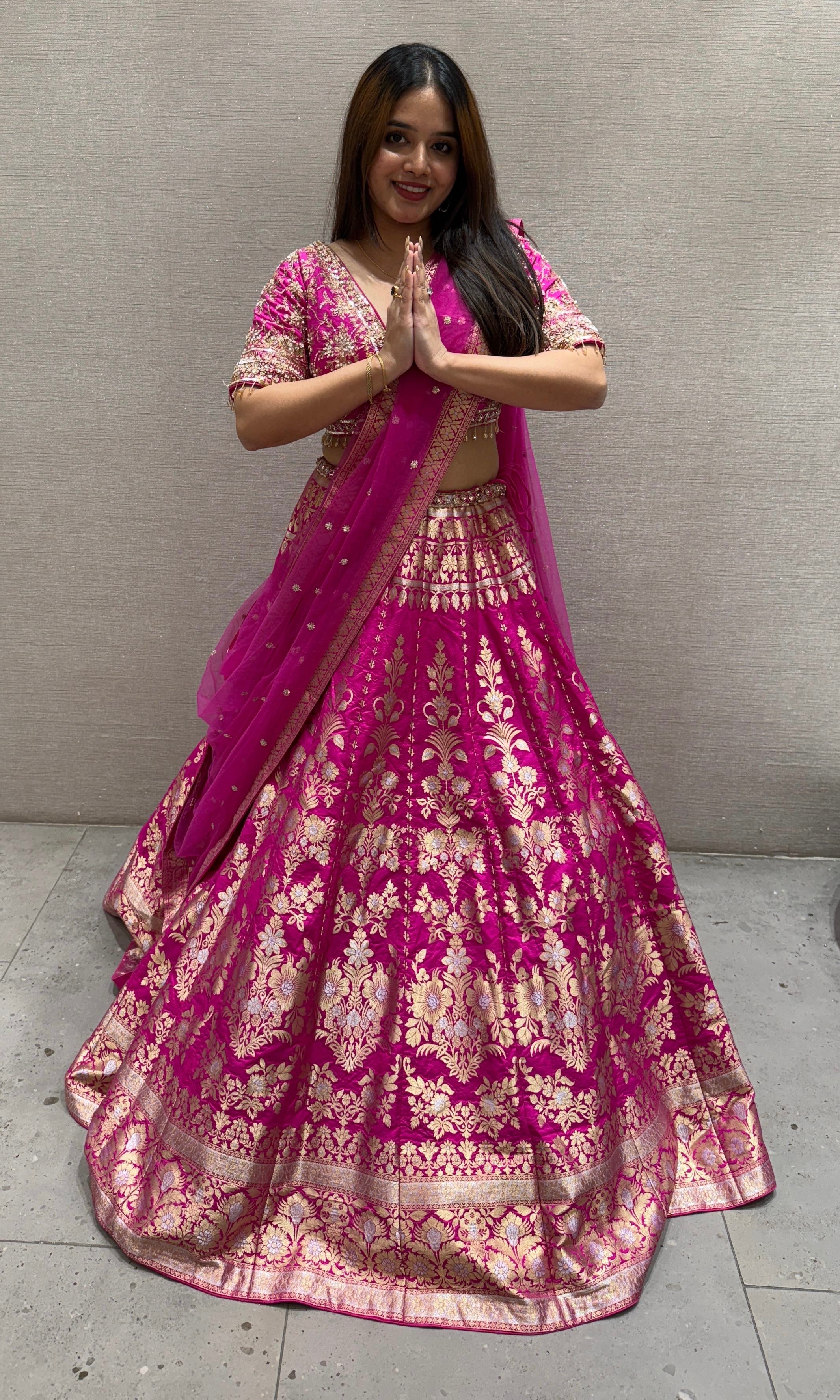 Pink Banarasi Embroidered Lehenga