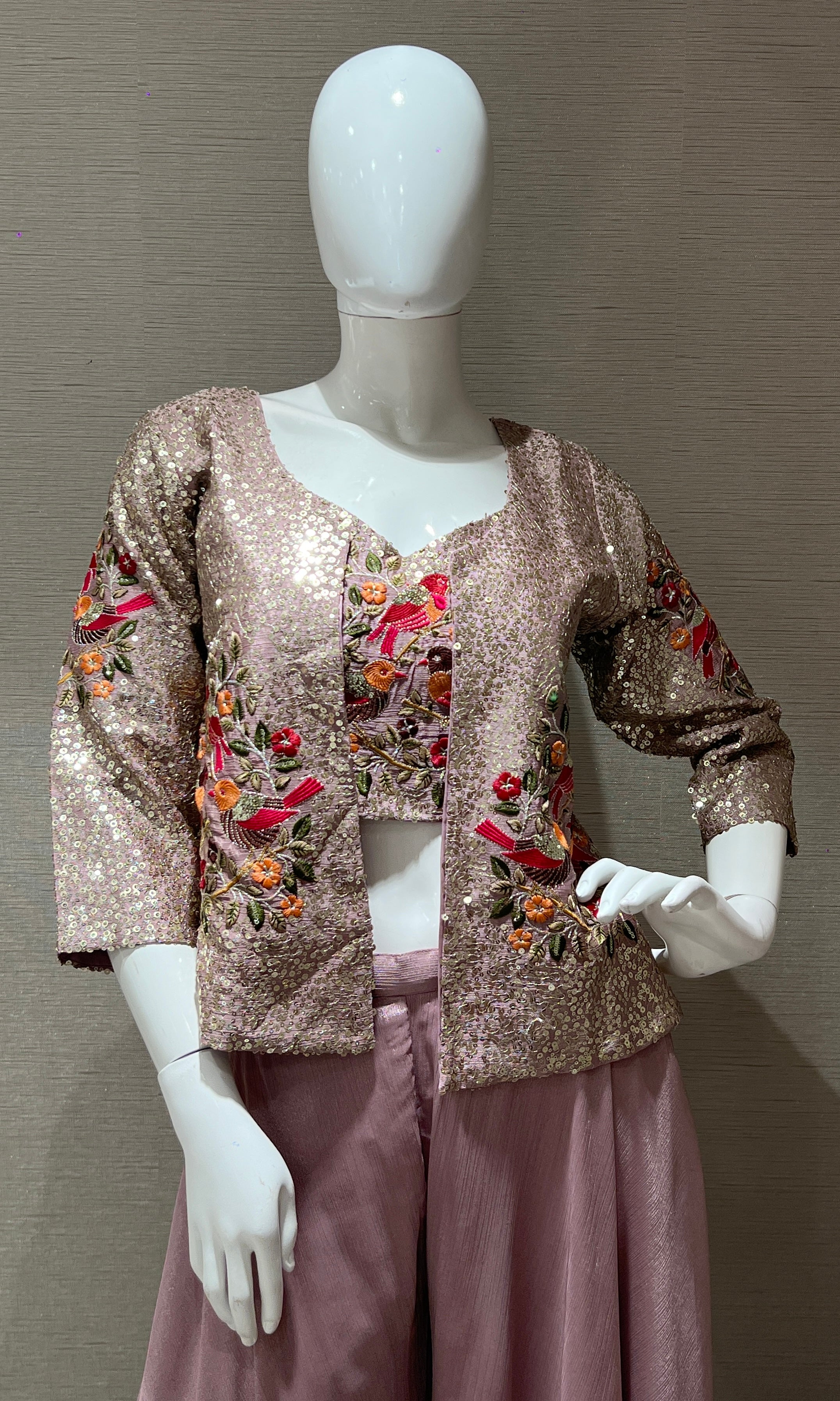 Lilac Palazzo with Embellished Jacket