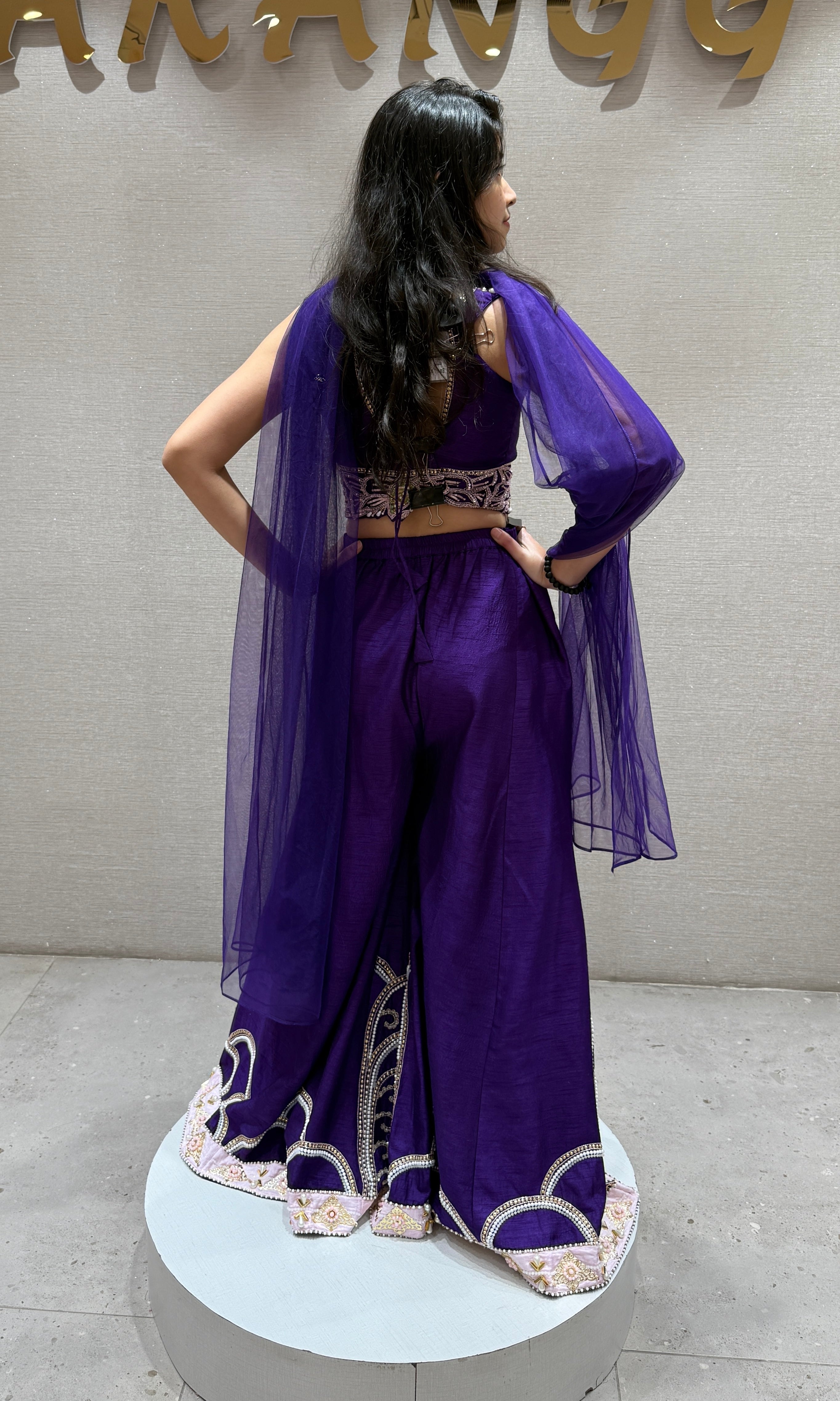 Purple Floral Embellished Sharara set