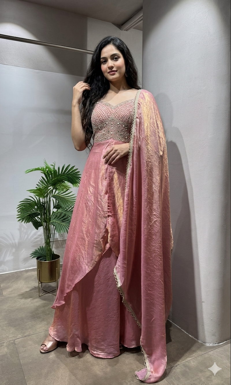 Pink Sequin PALAZZO SET with Dupatta