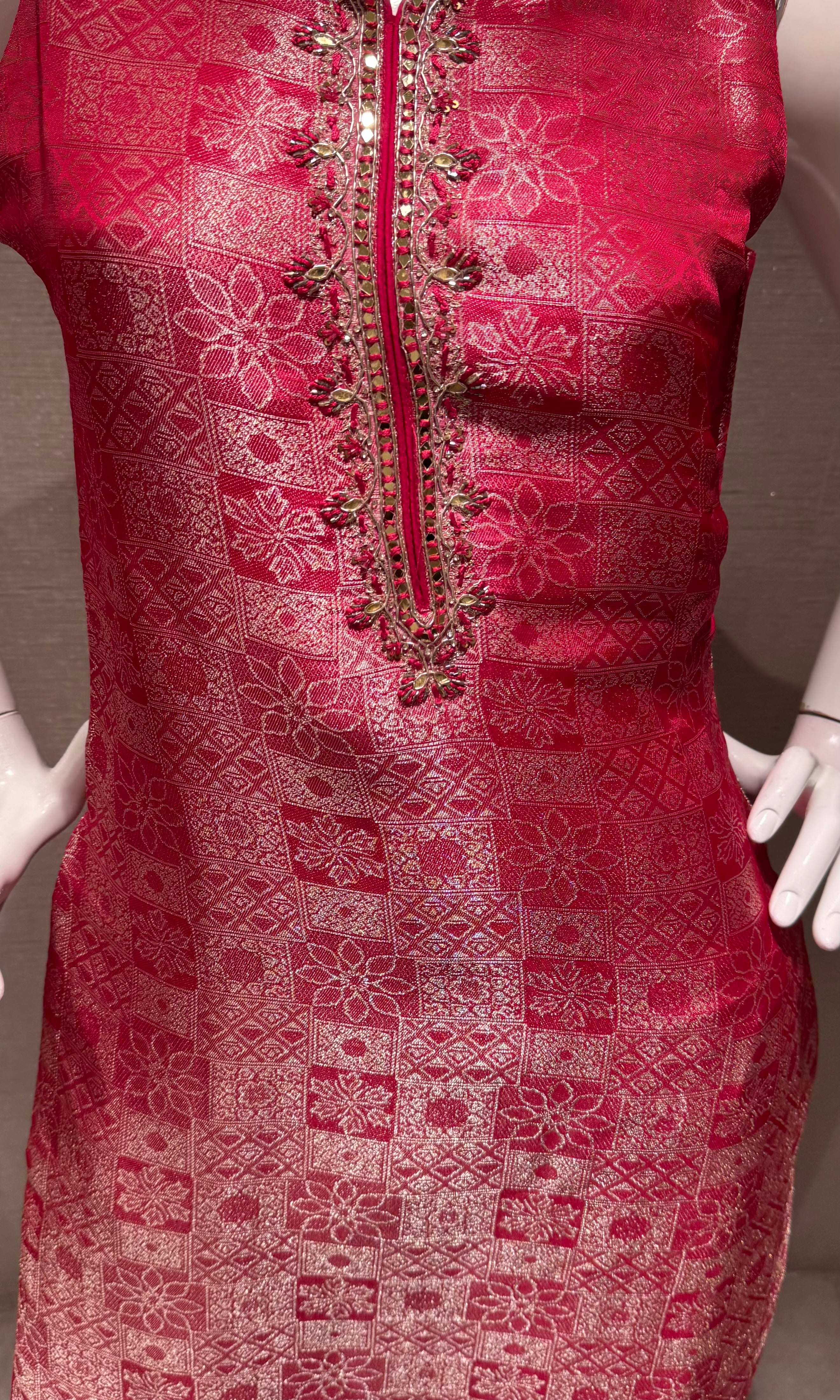 Rani pink banarasi kurta set