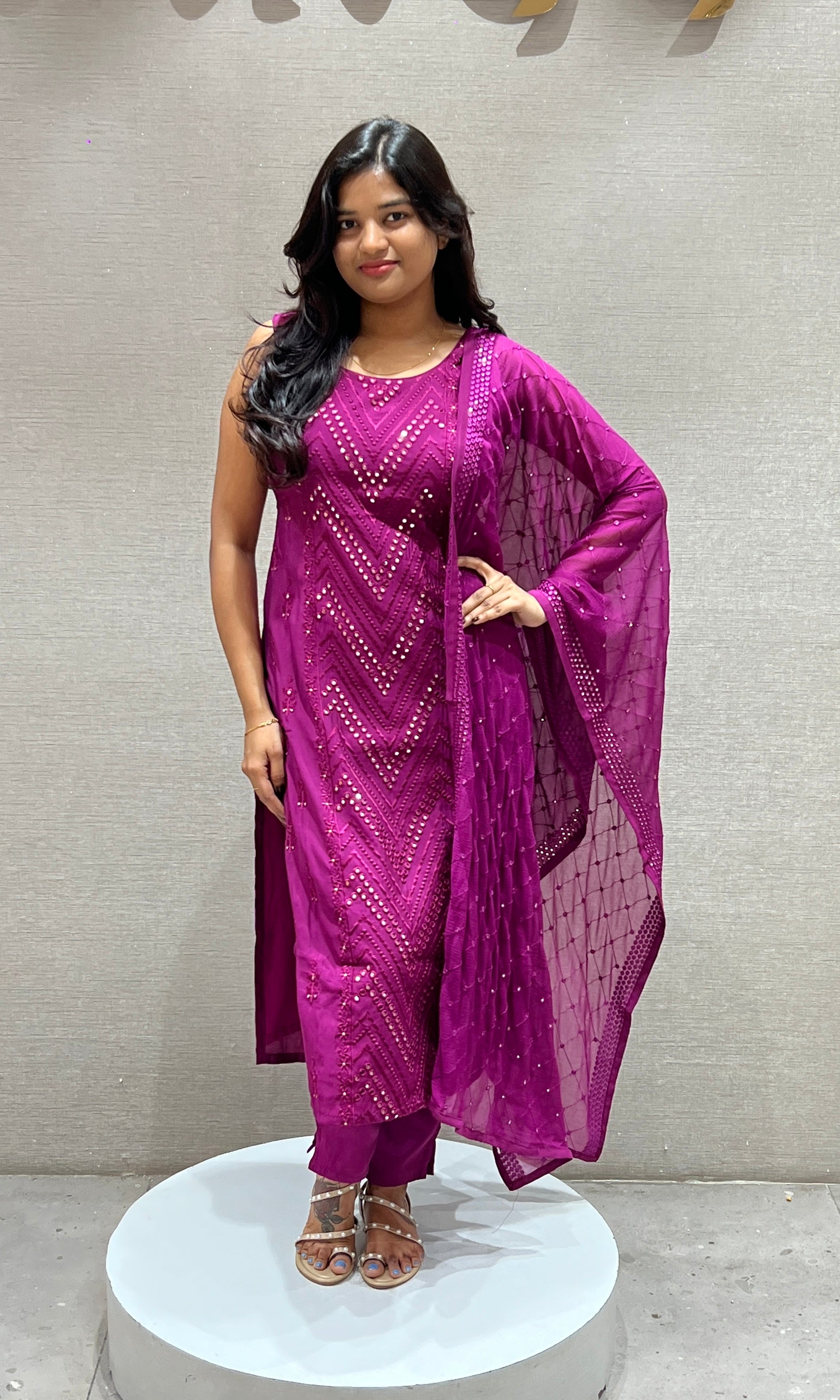 Embellished Wine kurta set