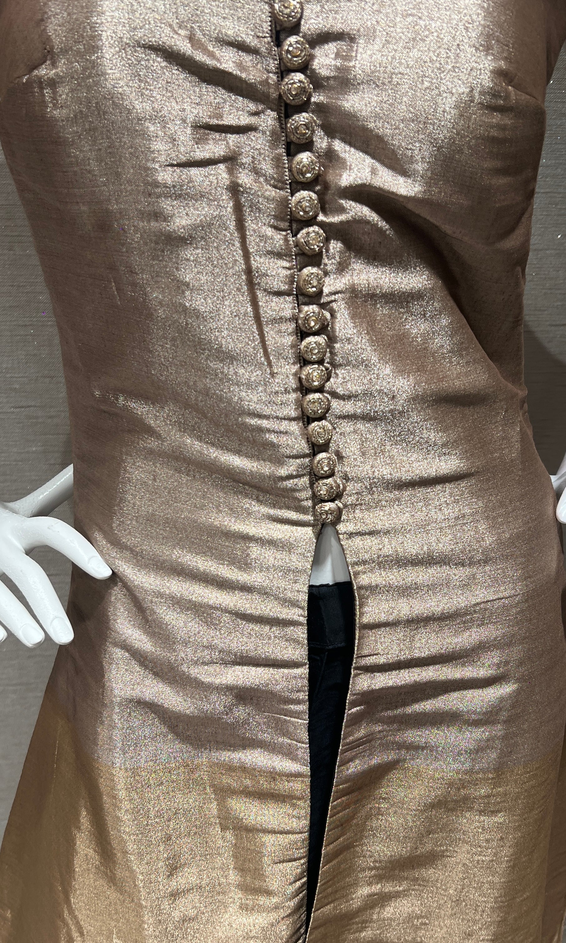 Brown Shimmer Anarkali Set with striped duppata