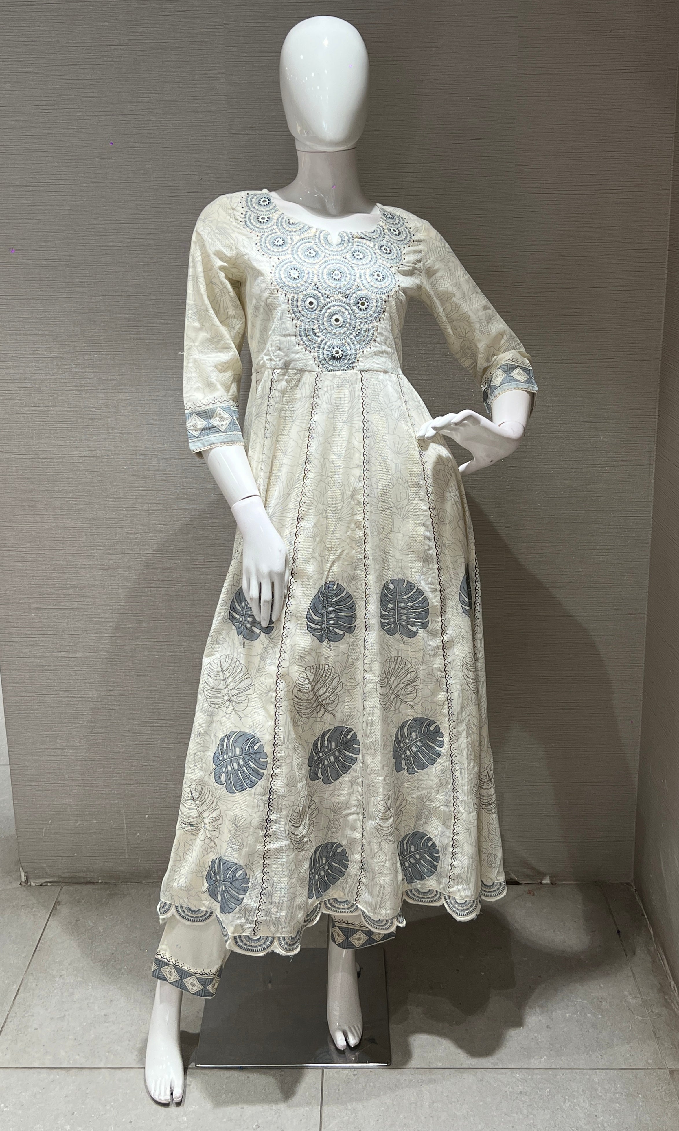 Light blue floral print kurta set