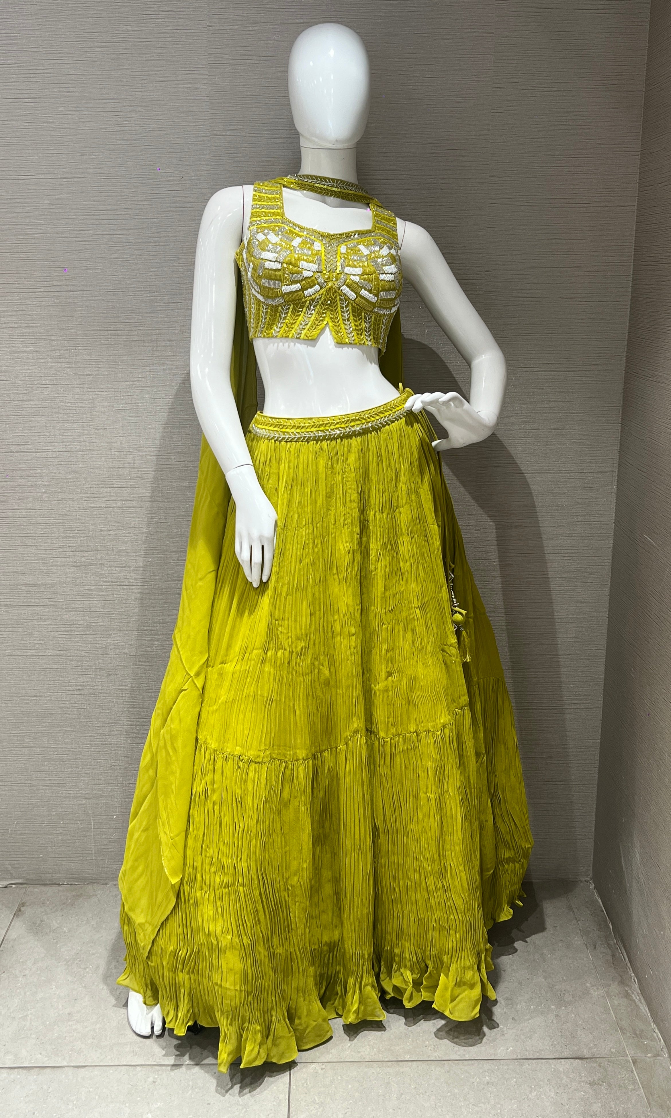 Mehendi green croptop Lehenga