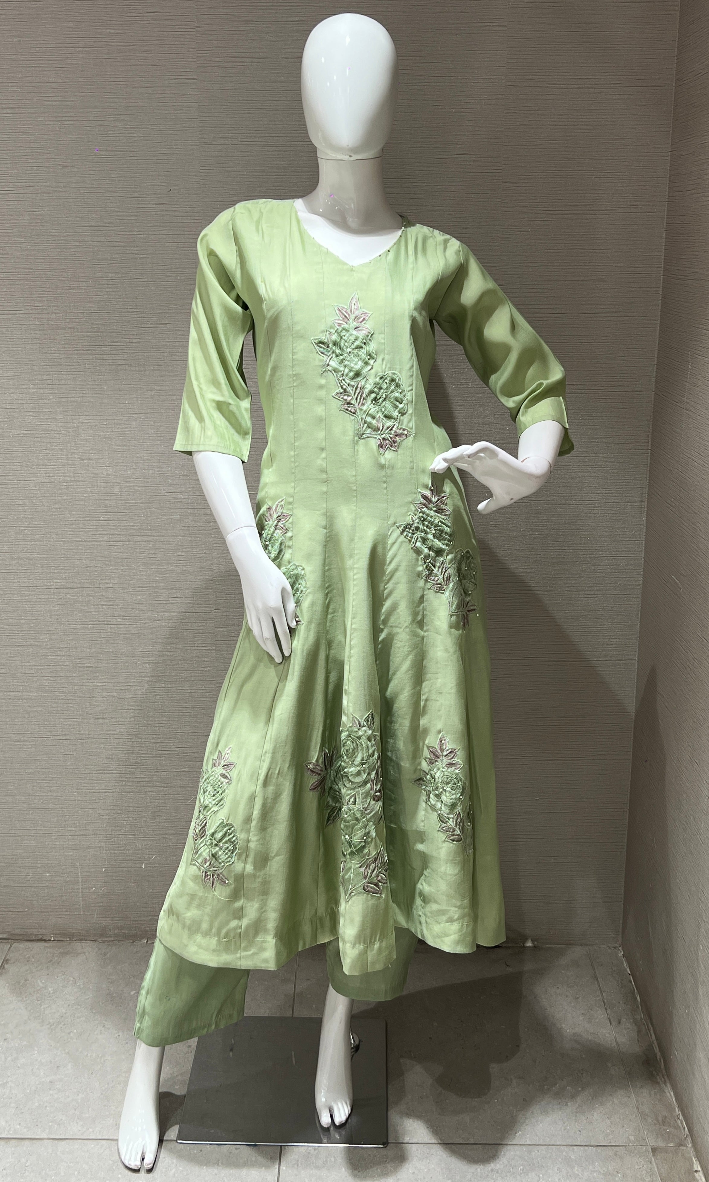 matcha green rose kurta set