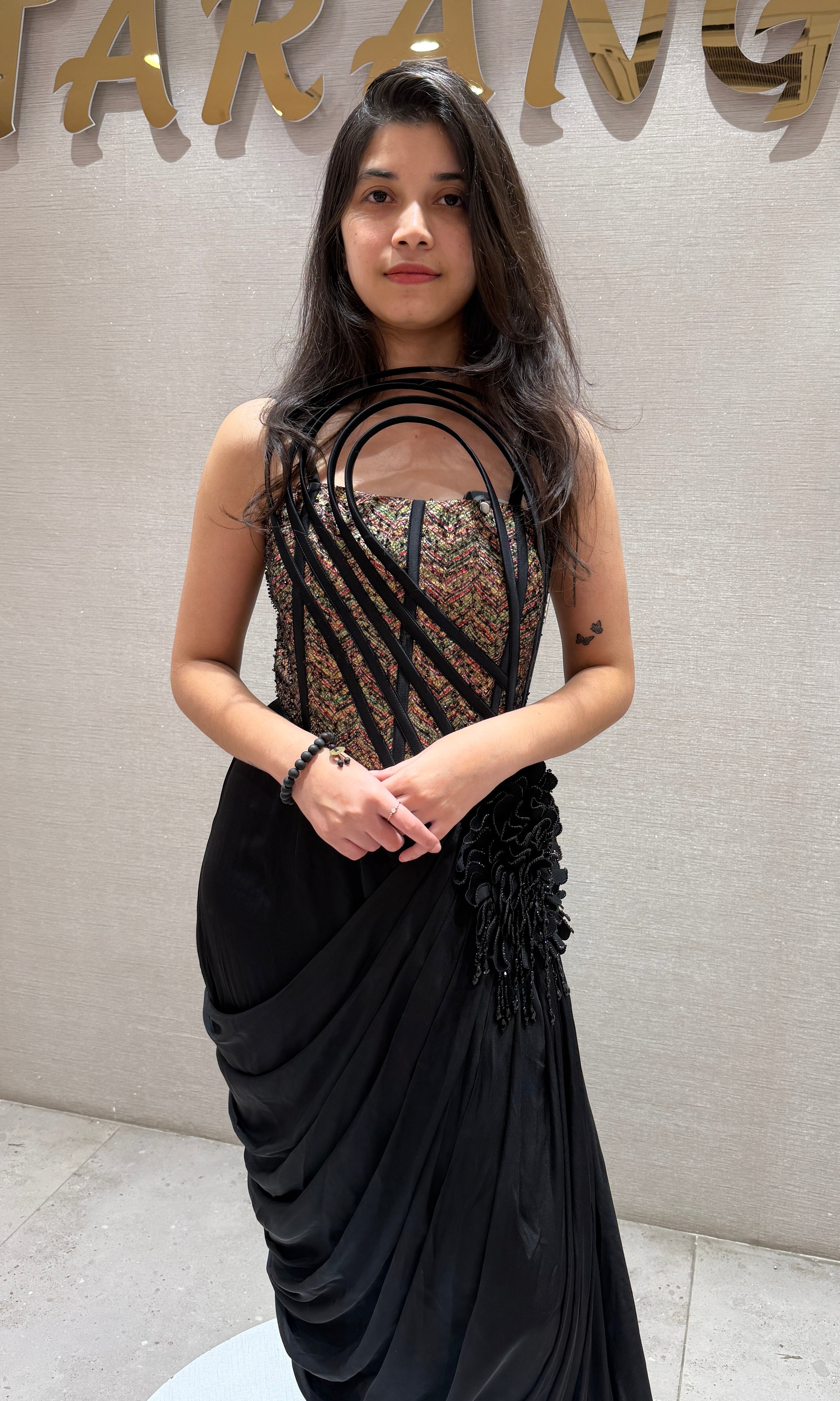 Black Corset Style Draped gown