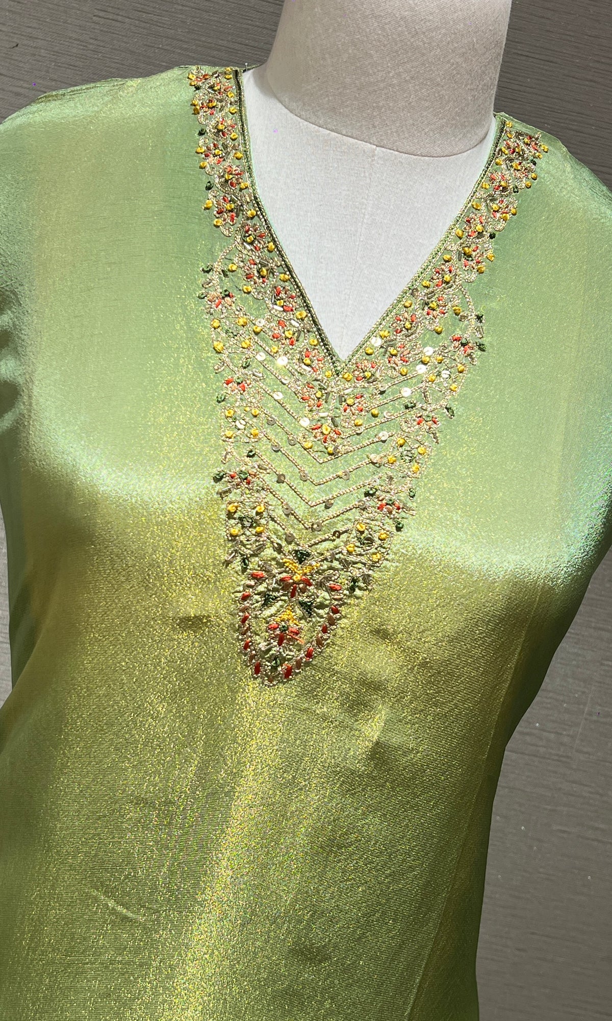 Green dress material