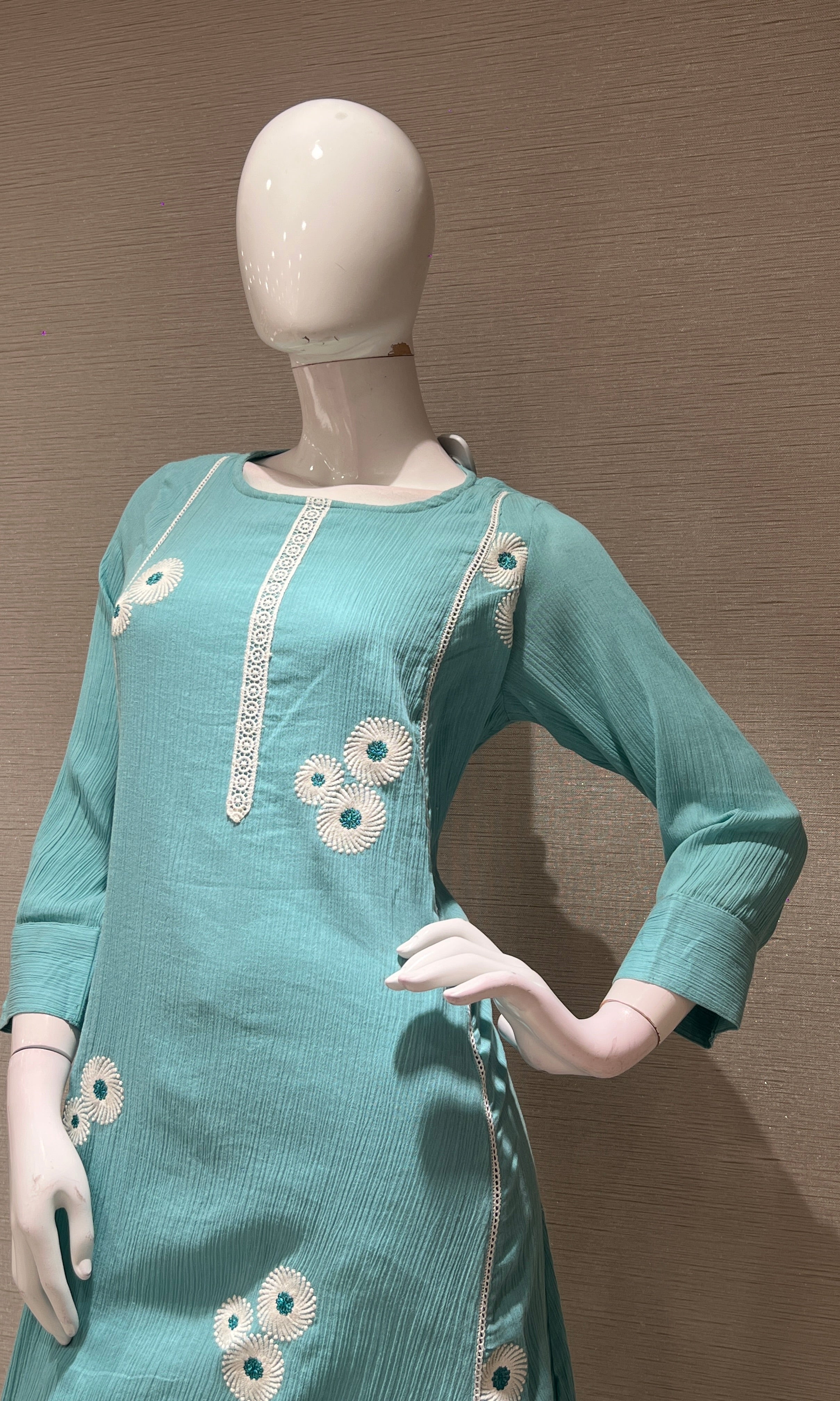 Sea Blue FLORAL KURTI TOP