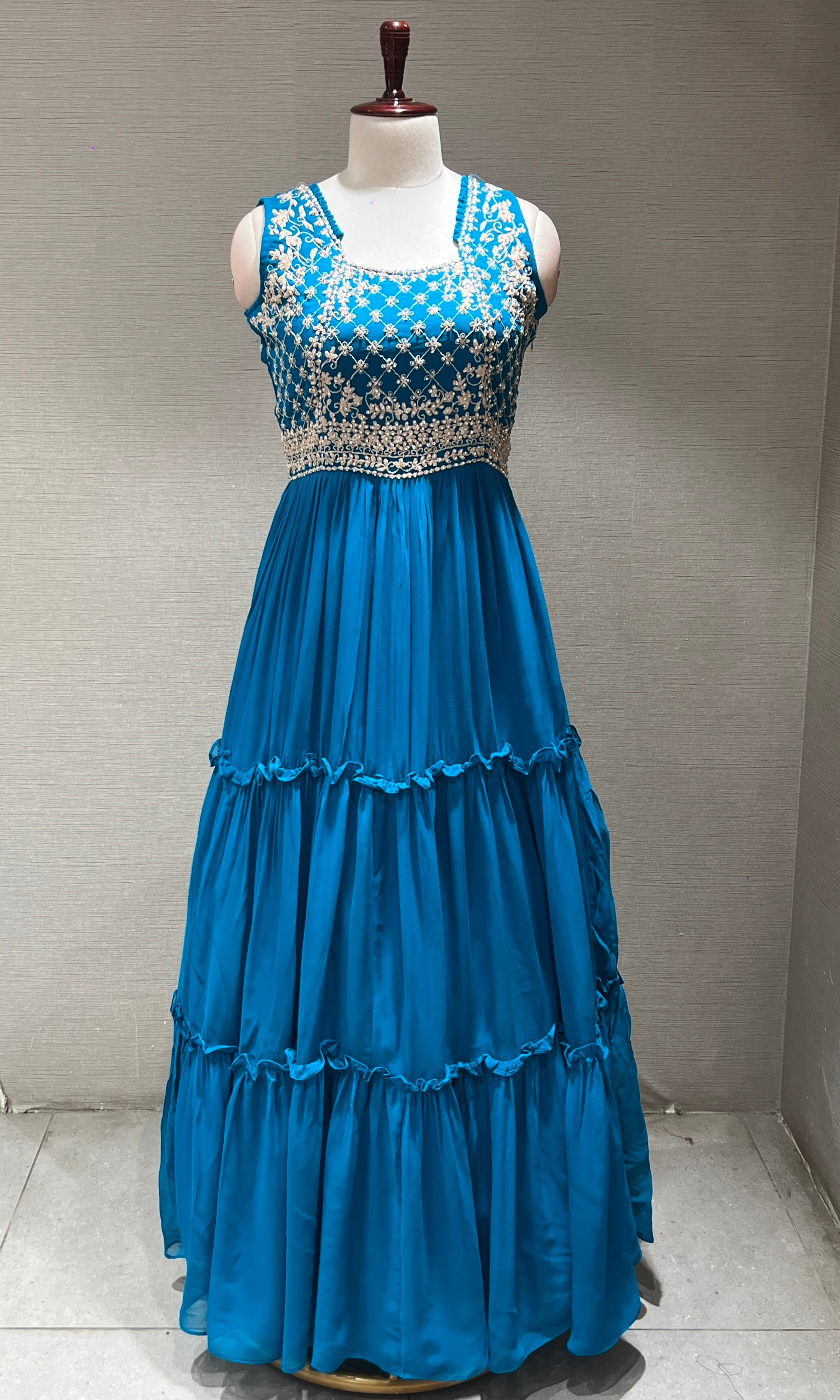 RAMA EMBROIDERED RUFFLE ANARKALI GOWN