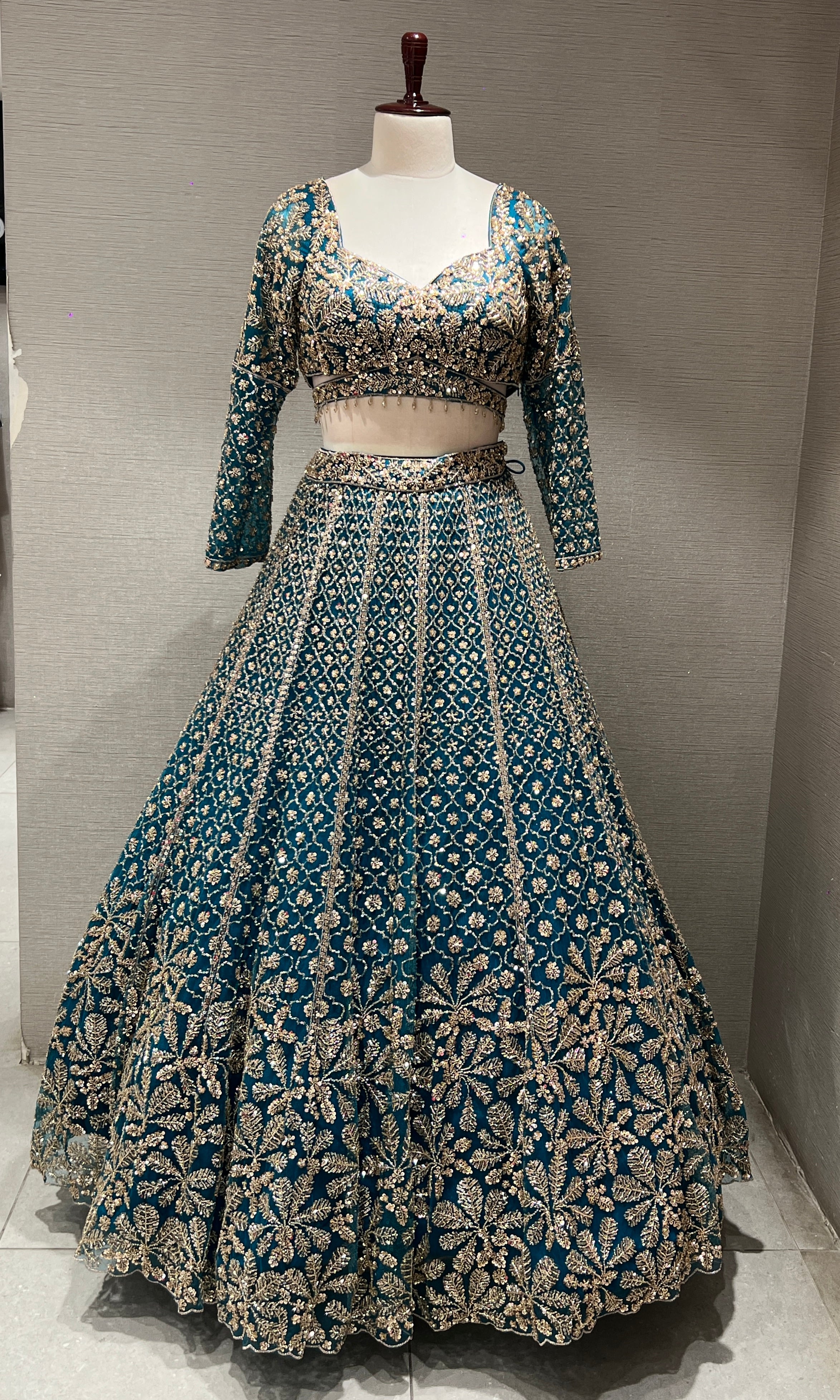 Blue GOLDEN INTRICATE EMBROIDERED LEHENGA
