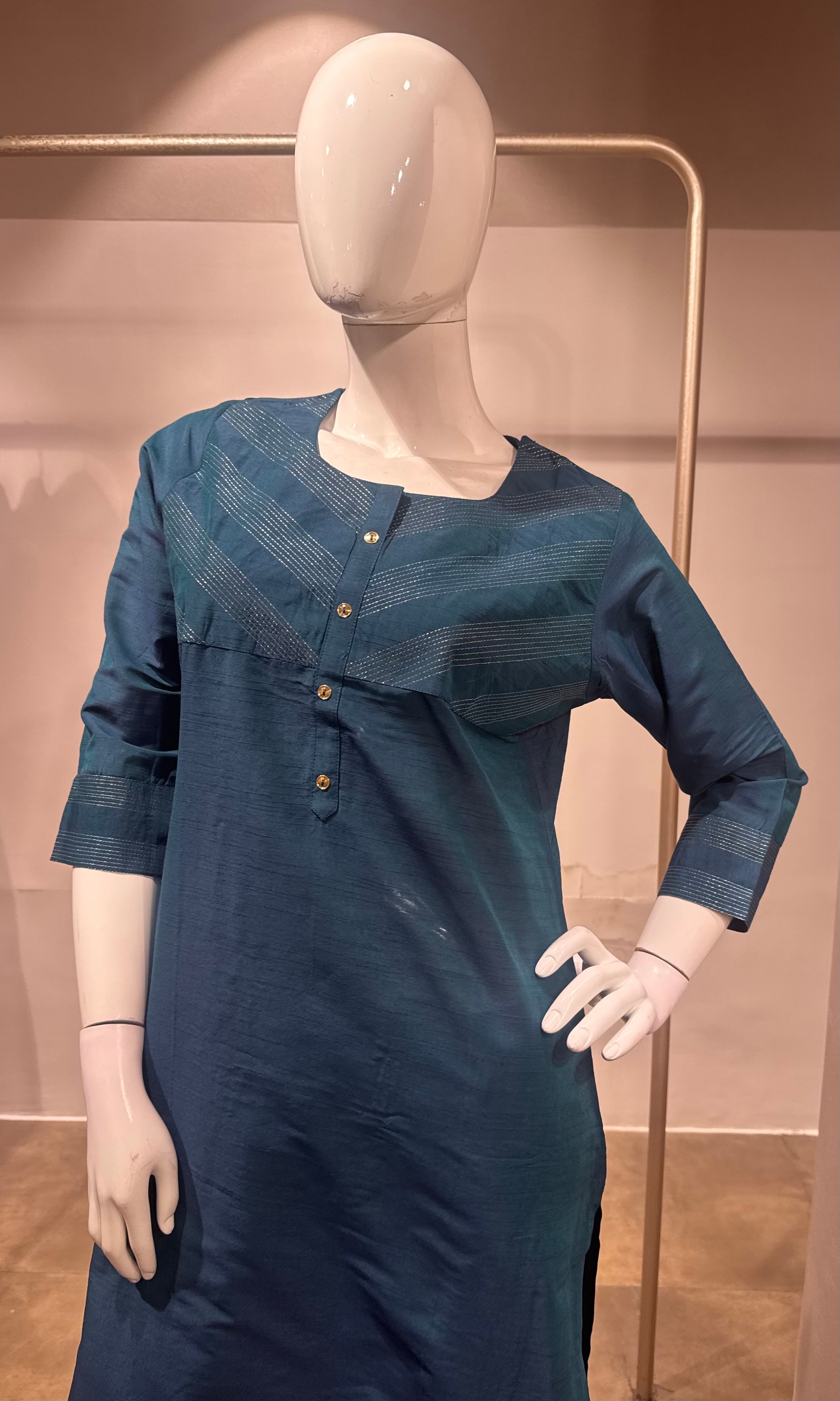 blue Silk Kurta Set with Dupatta