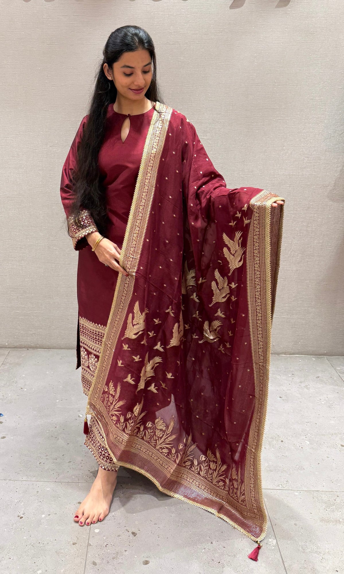 Maroon sabyasachi inspired kurta set