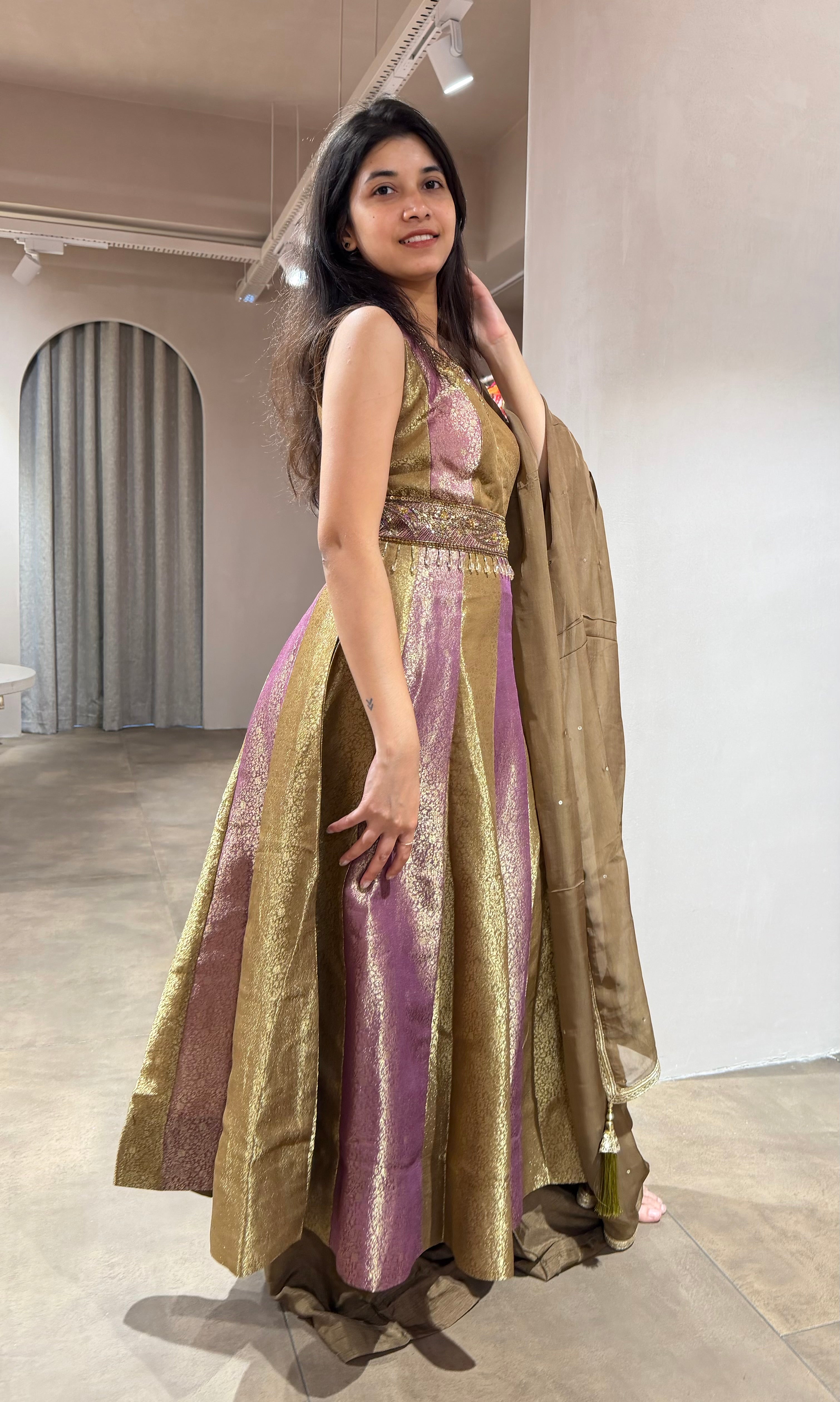 Mehandi green ANARKALI WITH PALAZZO PANTS