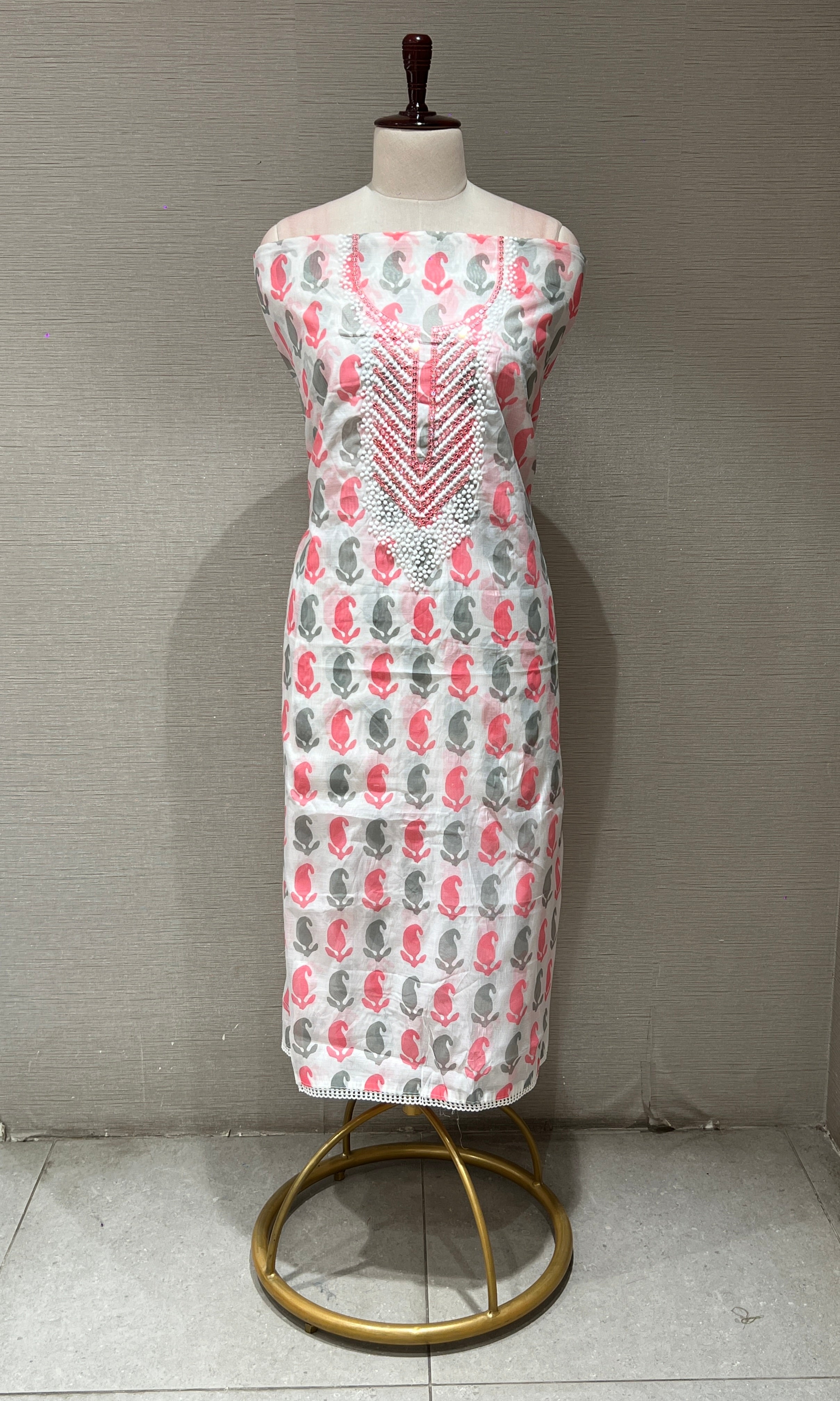 Baby pink Dress material
