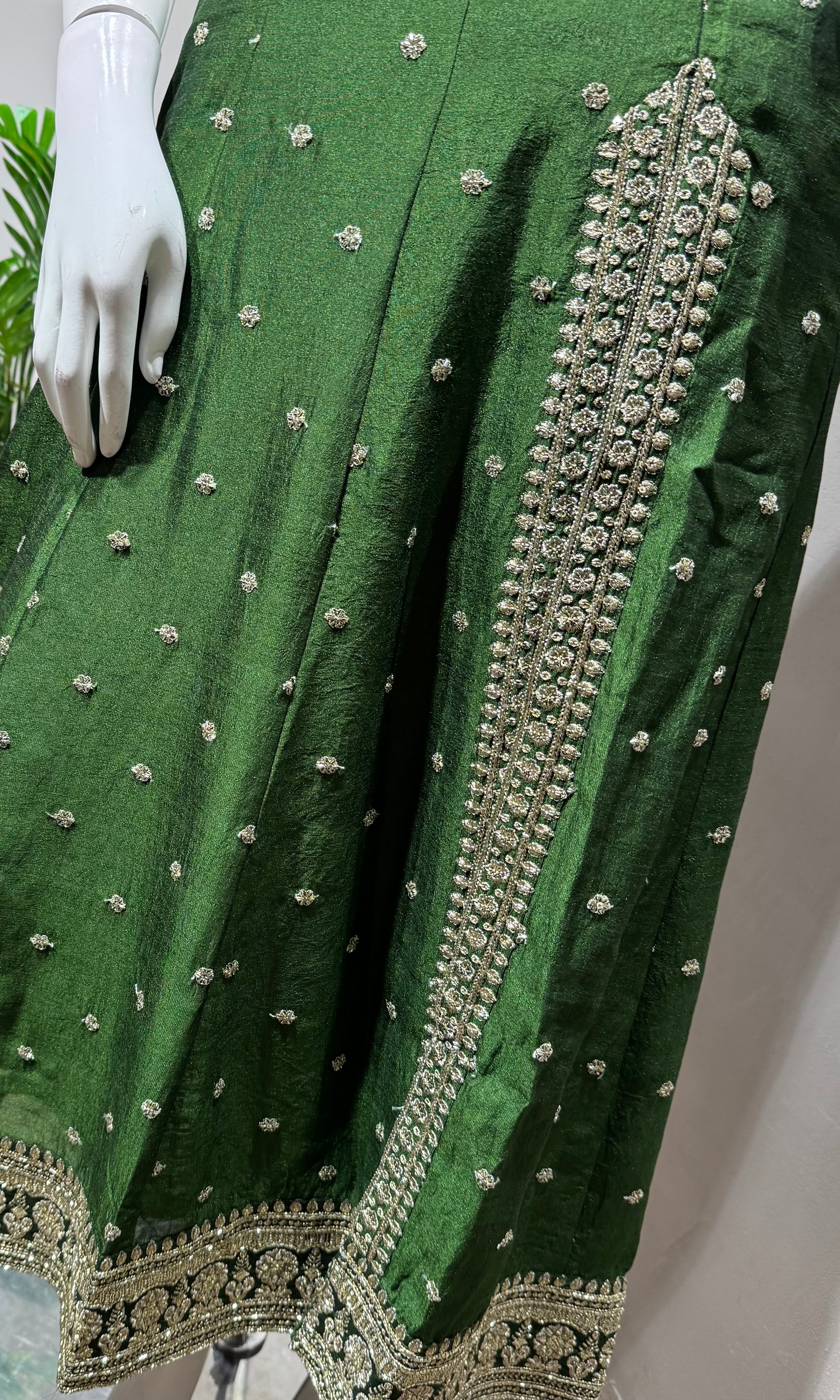 Green Embroidered Anarkali Set with dupatta
