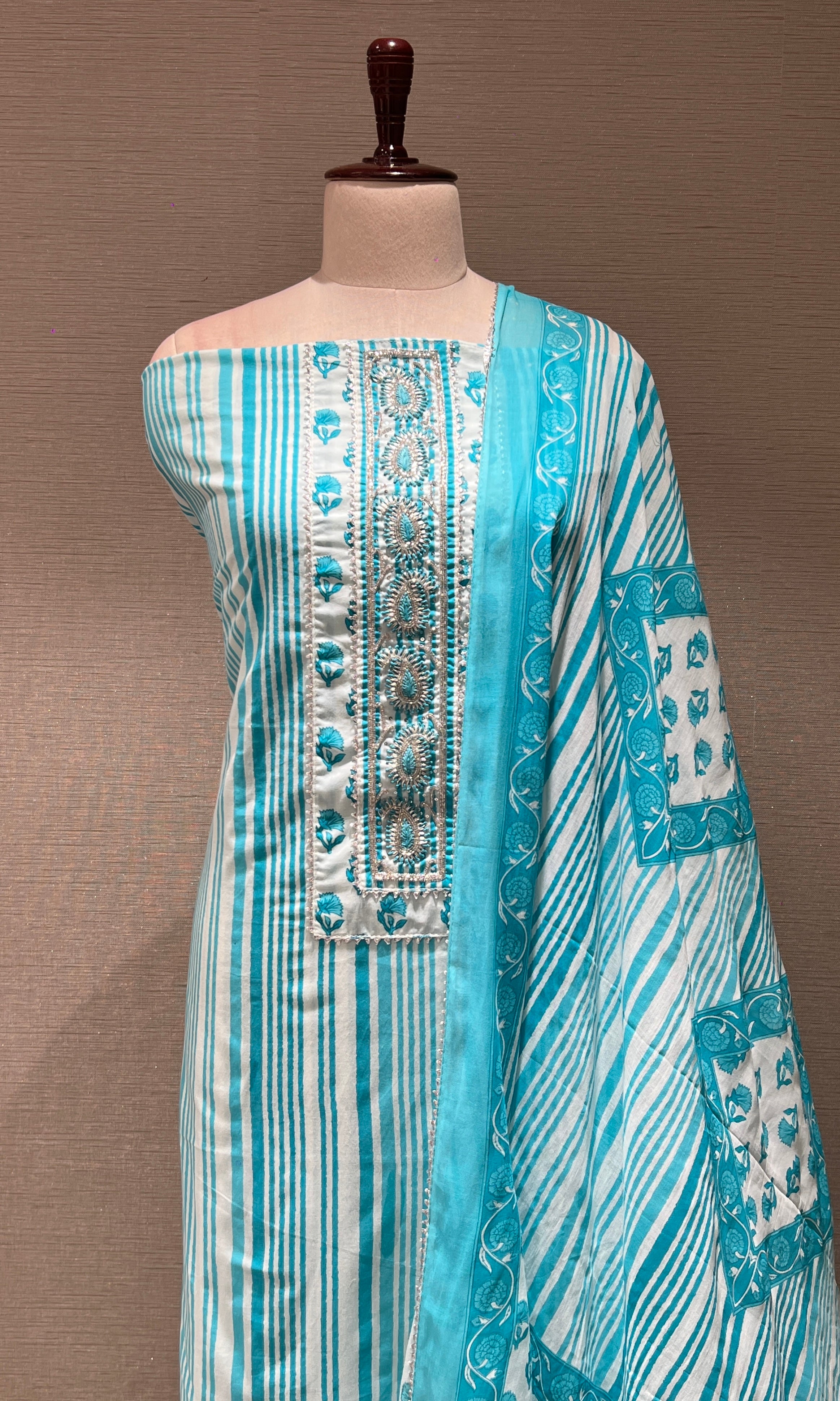 Sea blue dress material