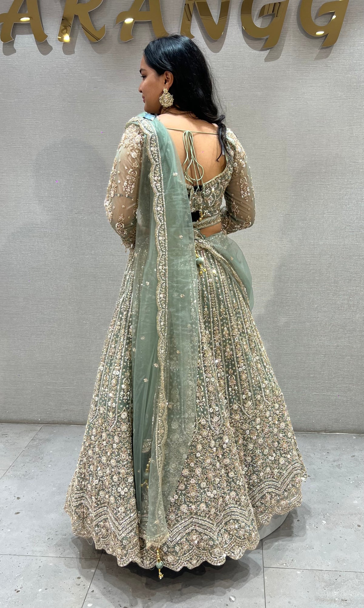 Pastel Green Elegance Embroidered Lehenga Set