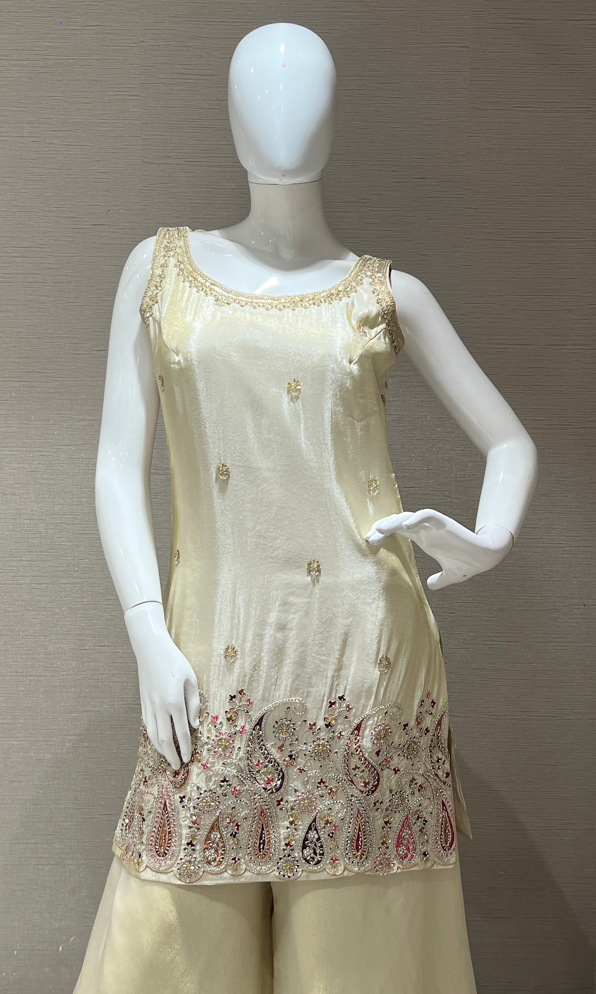Ivory white shimmer tissue palazzo
