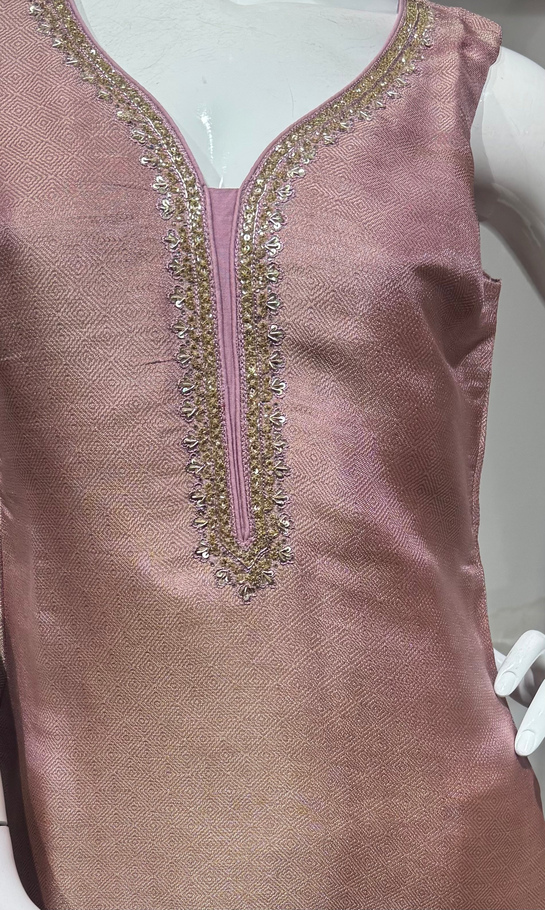 Pink Tissue embroidered Straight Cut