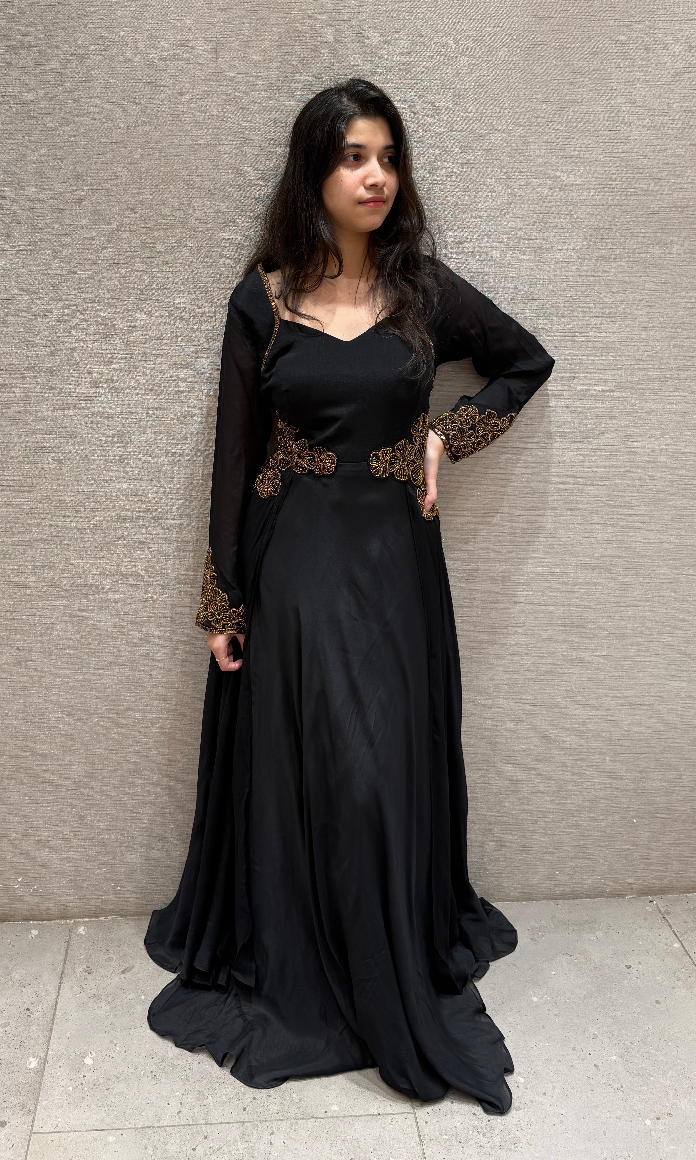 Black Gold Bloom Gown