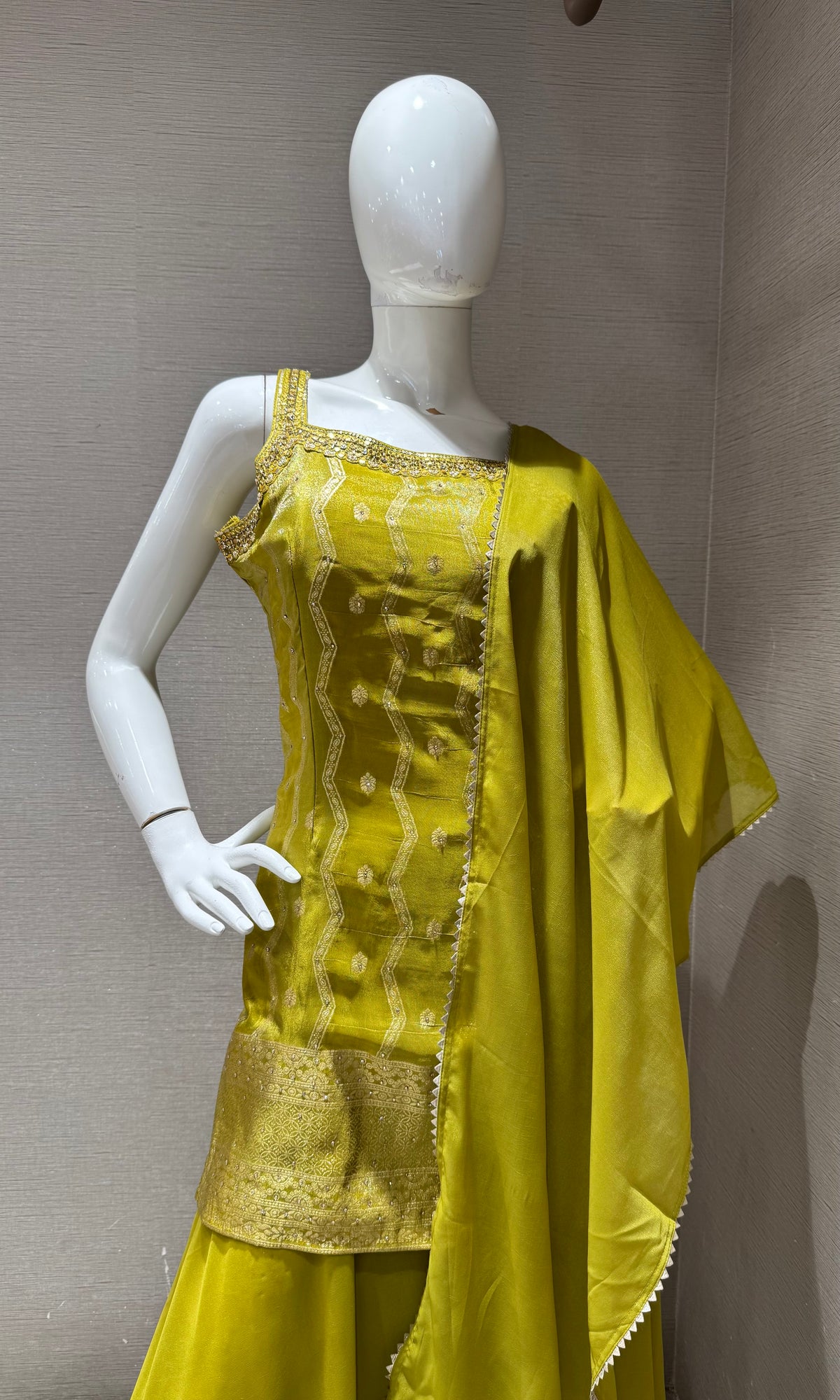 Mehendi Green Embellished Sharara Set with Dupatta