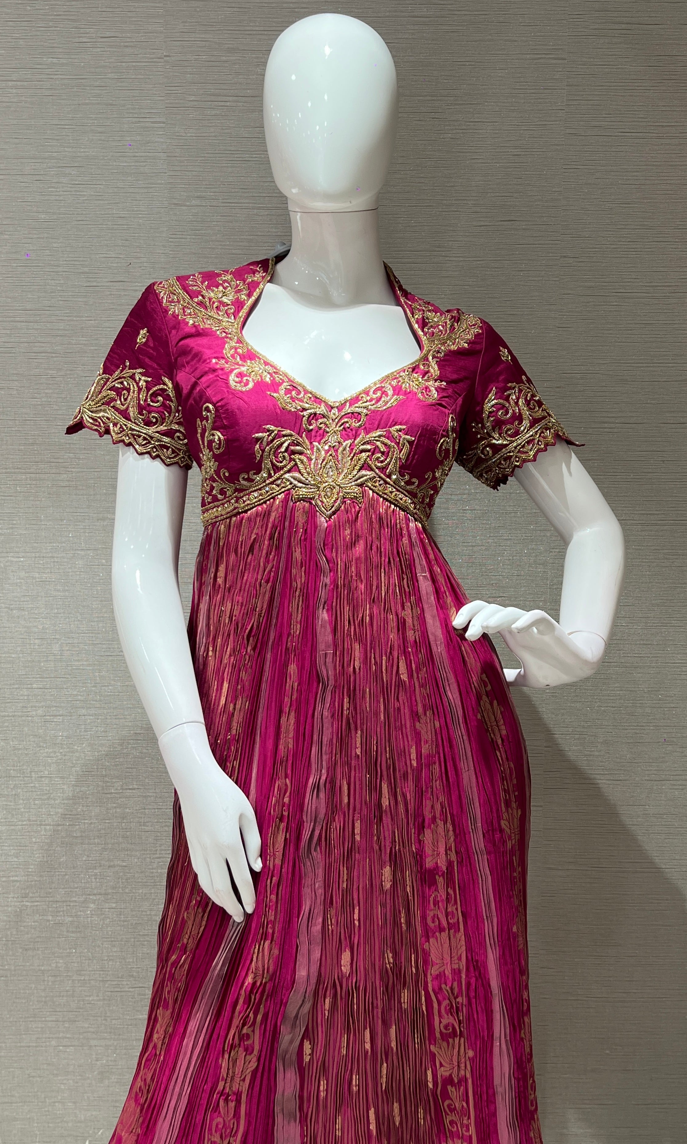 Magenta pink Banarasi Anarkali