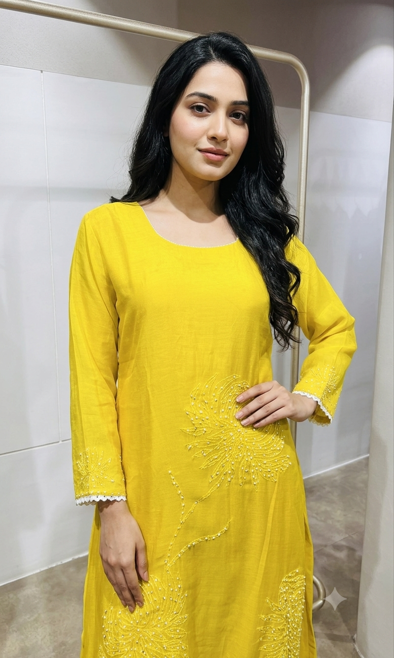 Yellow Embroidered Kurta Set
