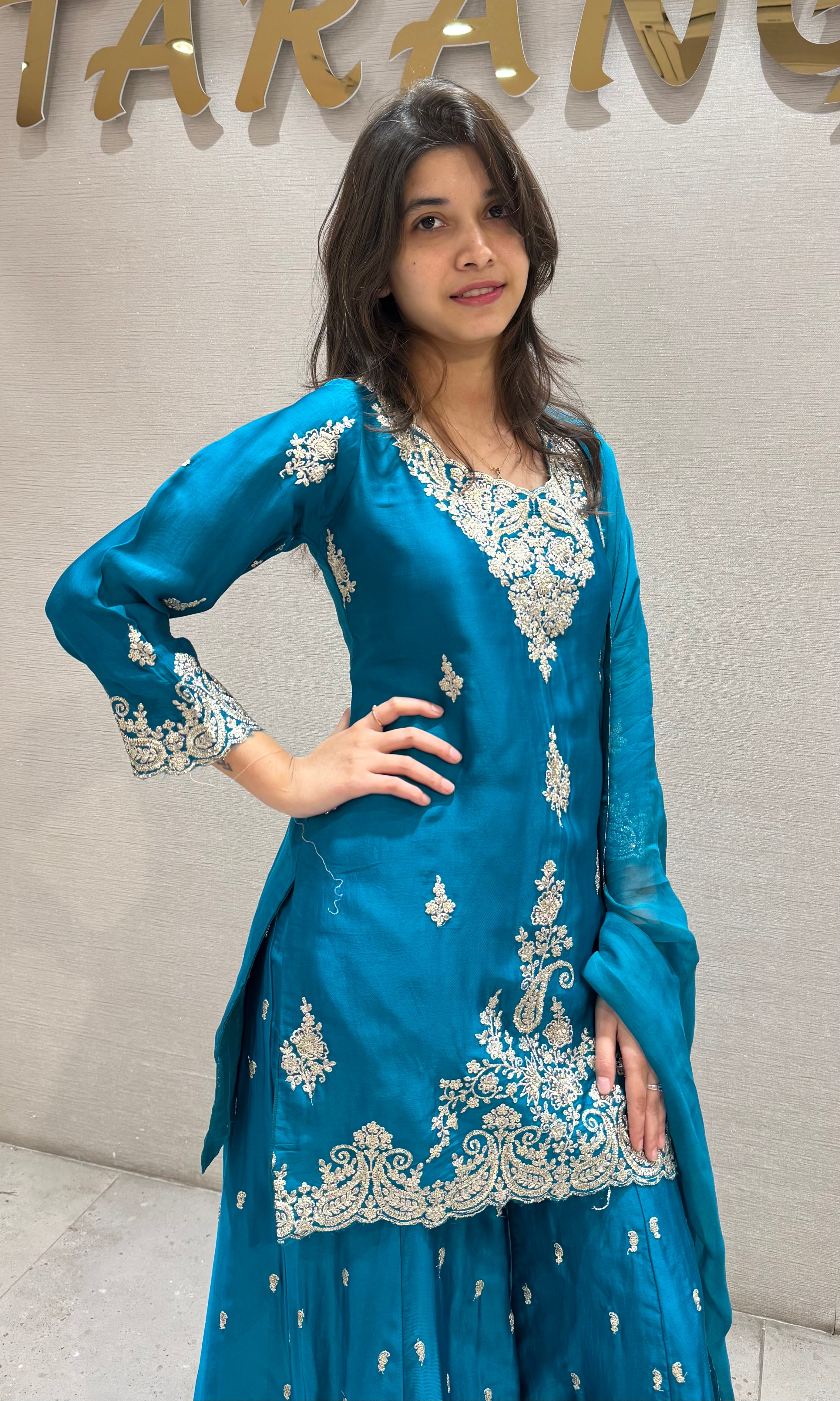 Rama Designer Embroidery Sharara set
