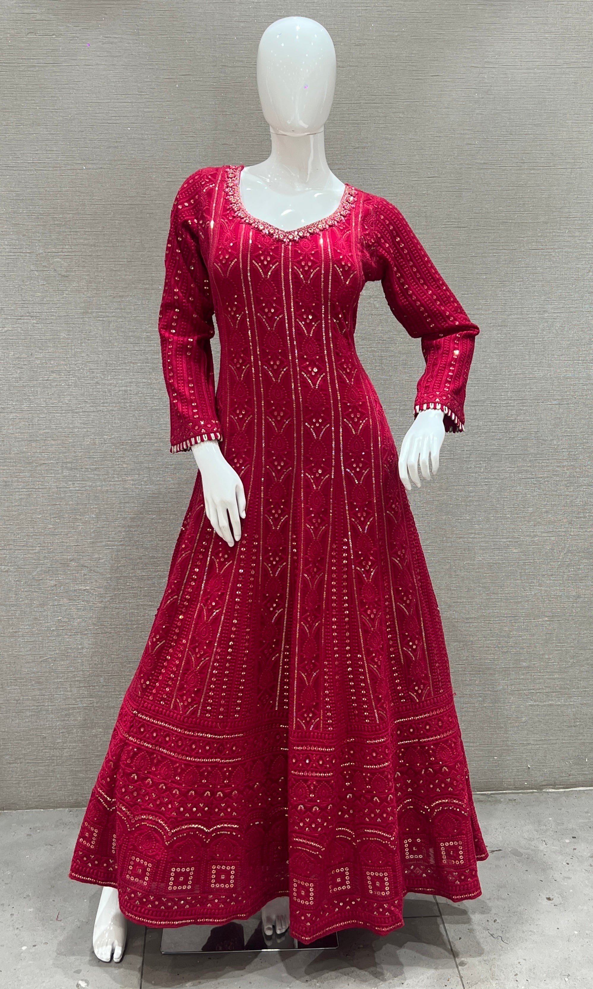 Rani pink Long dress with duppatta