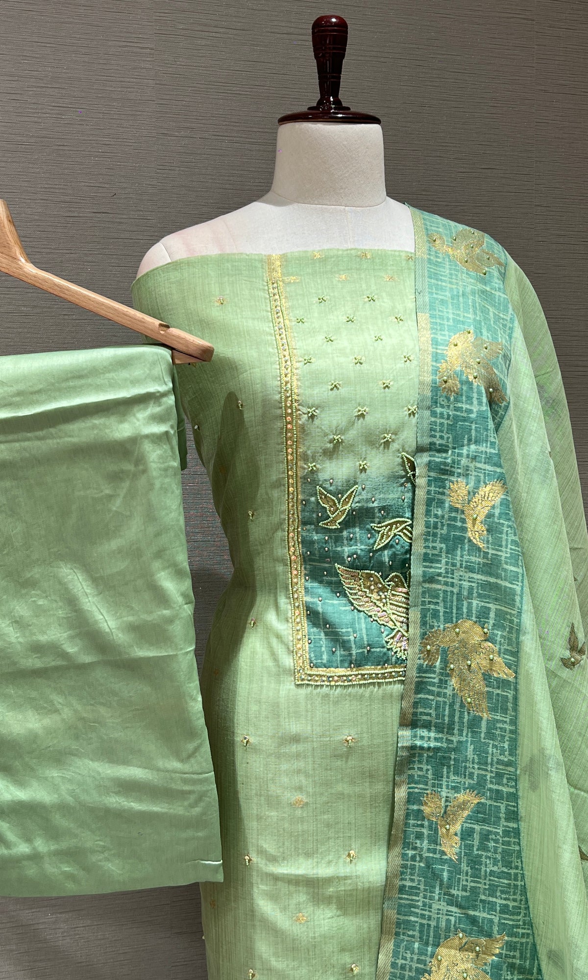 Green dress material