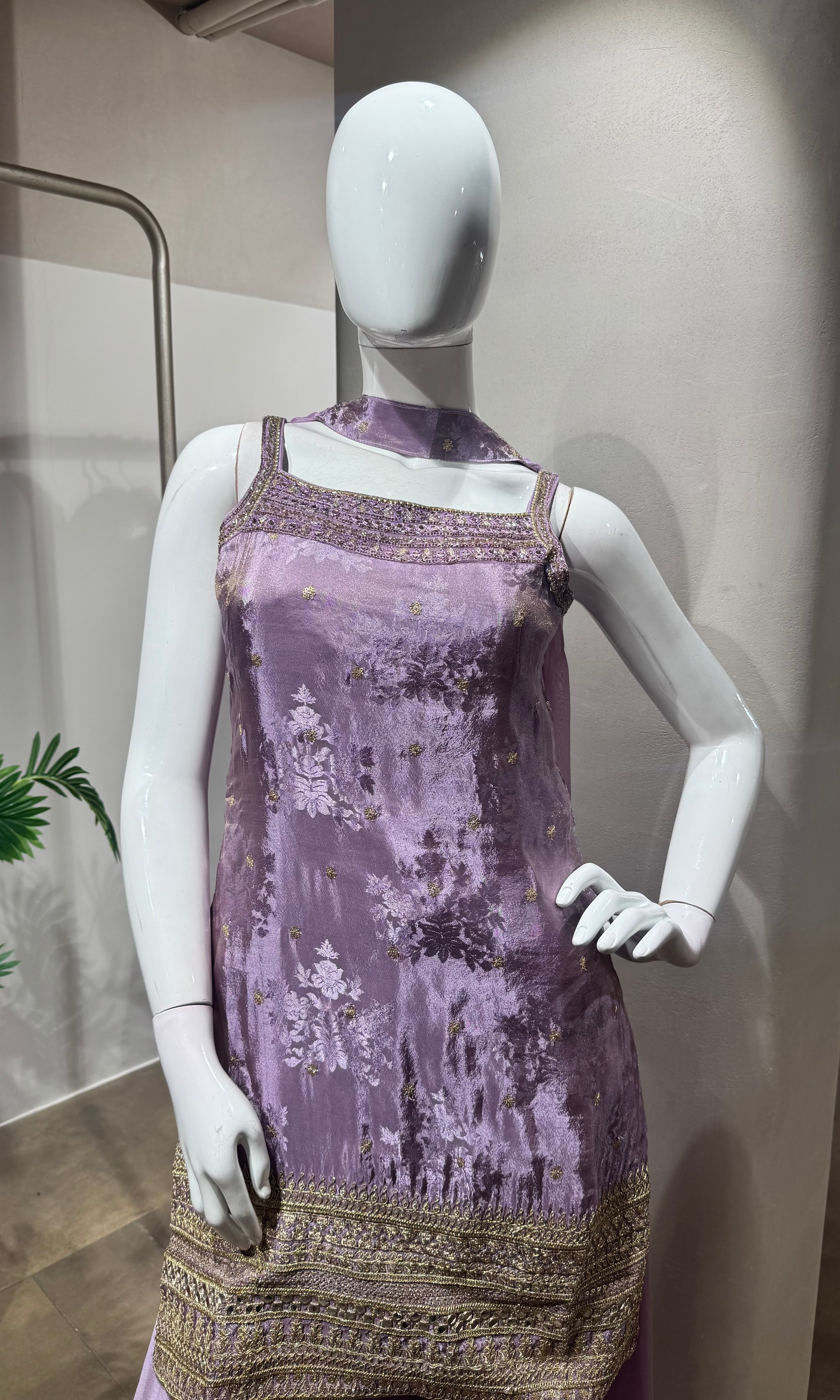PURPLE Georgette Kurta Sharara Set