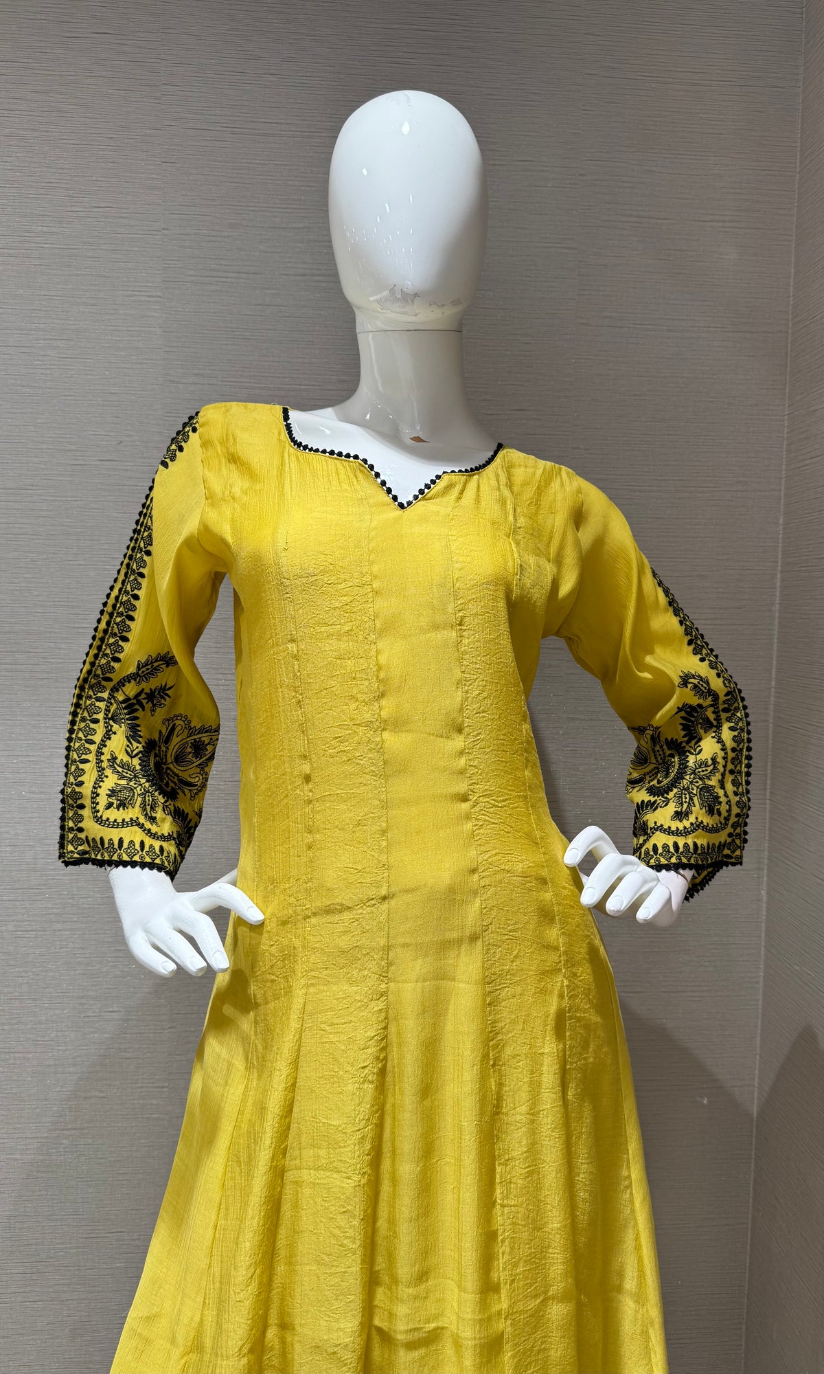 Mustard Yellow chanderi silk kurta set with dupatta