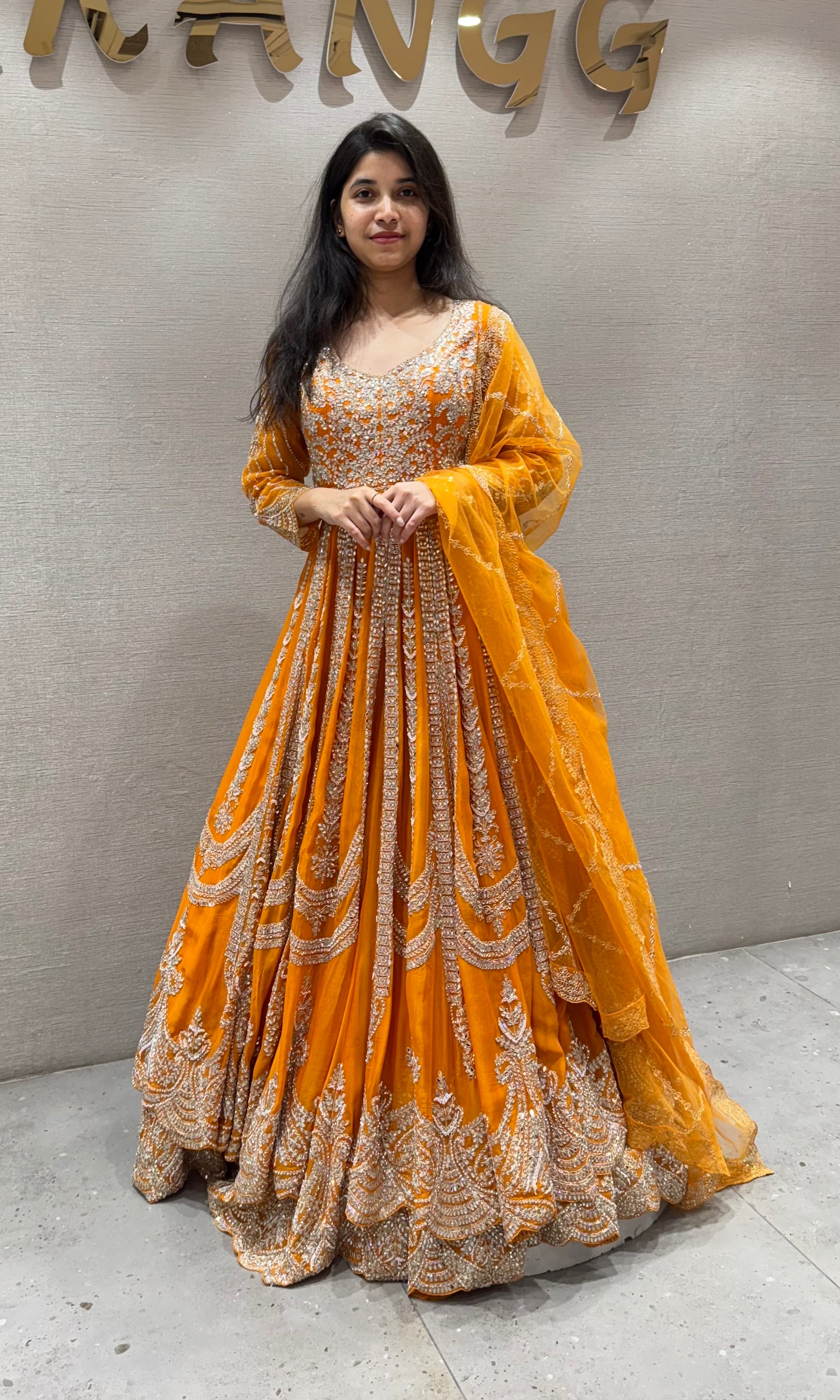 Orange golden embroidered Lehenga