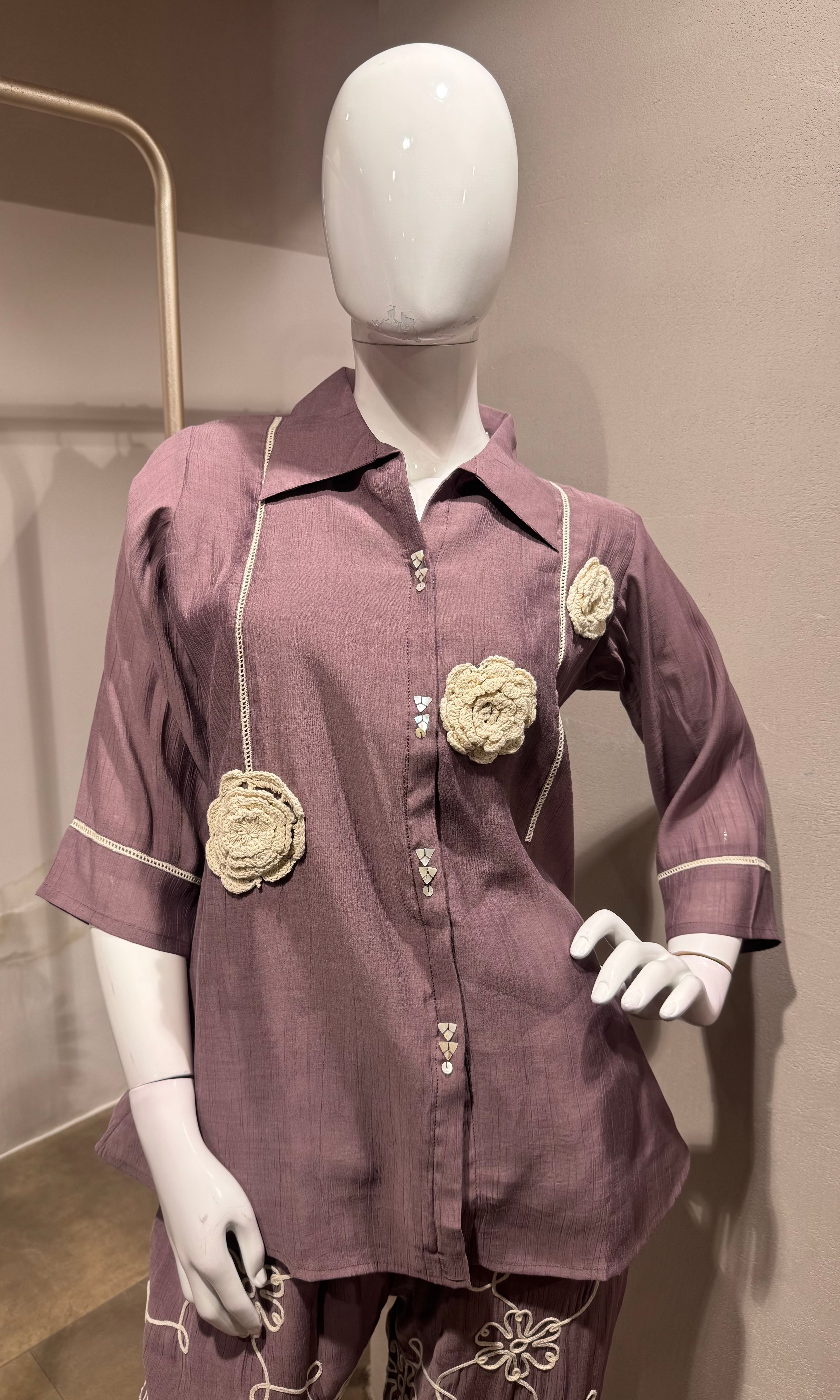 Mauve Blossom Shirt cord set