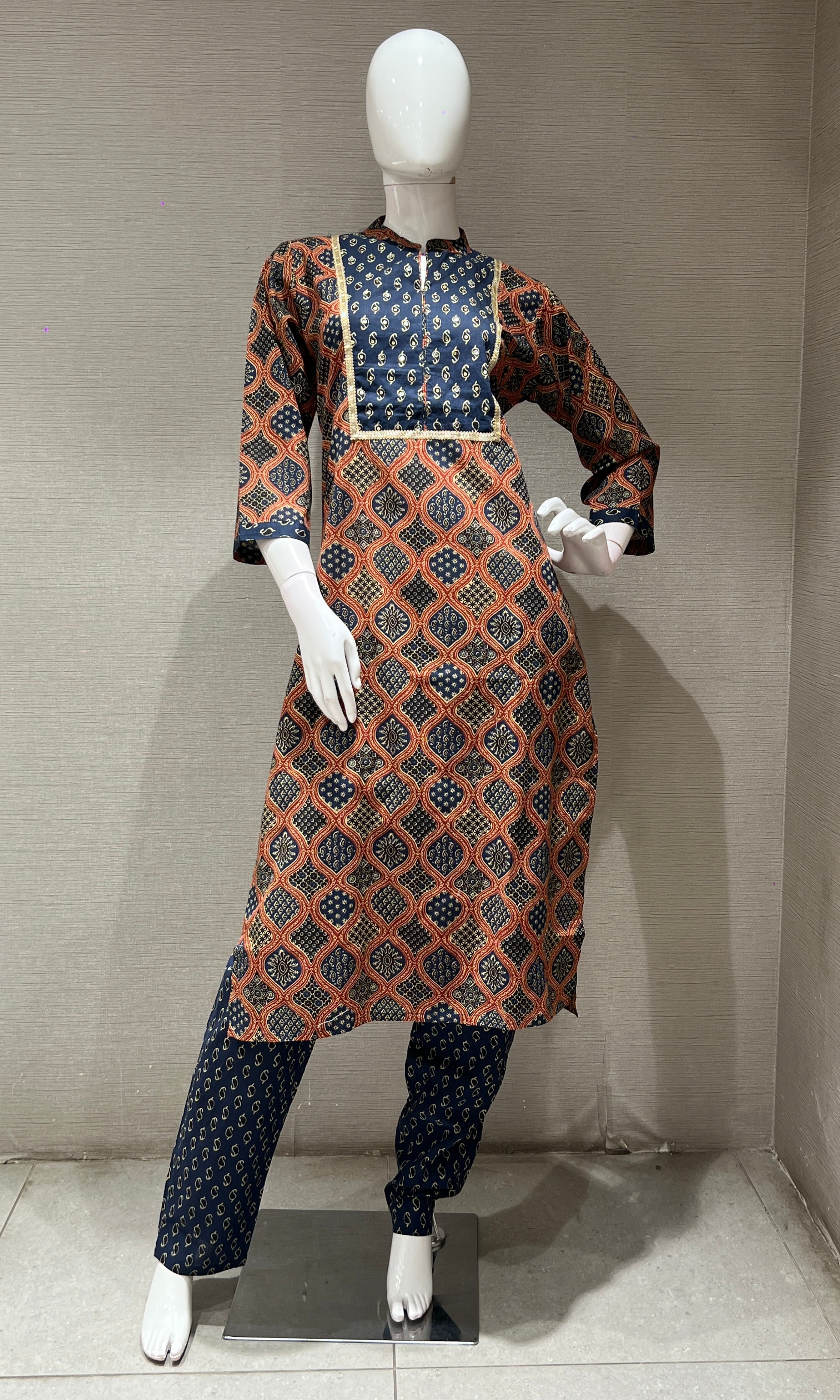 Blue INTRICATE PRINTED KURTA SET