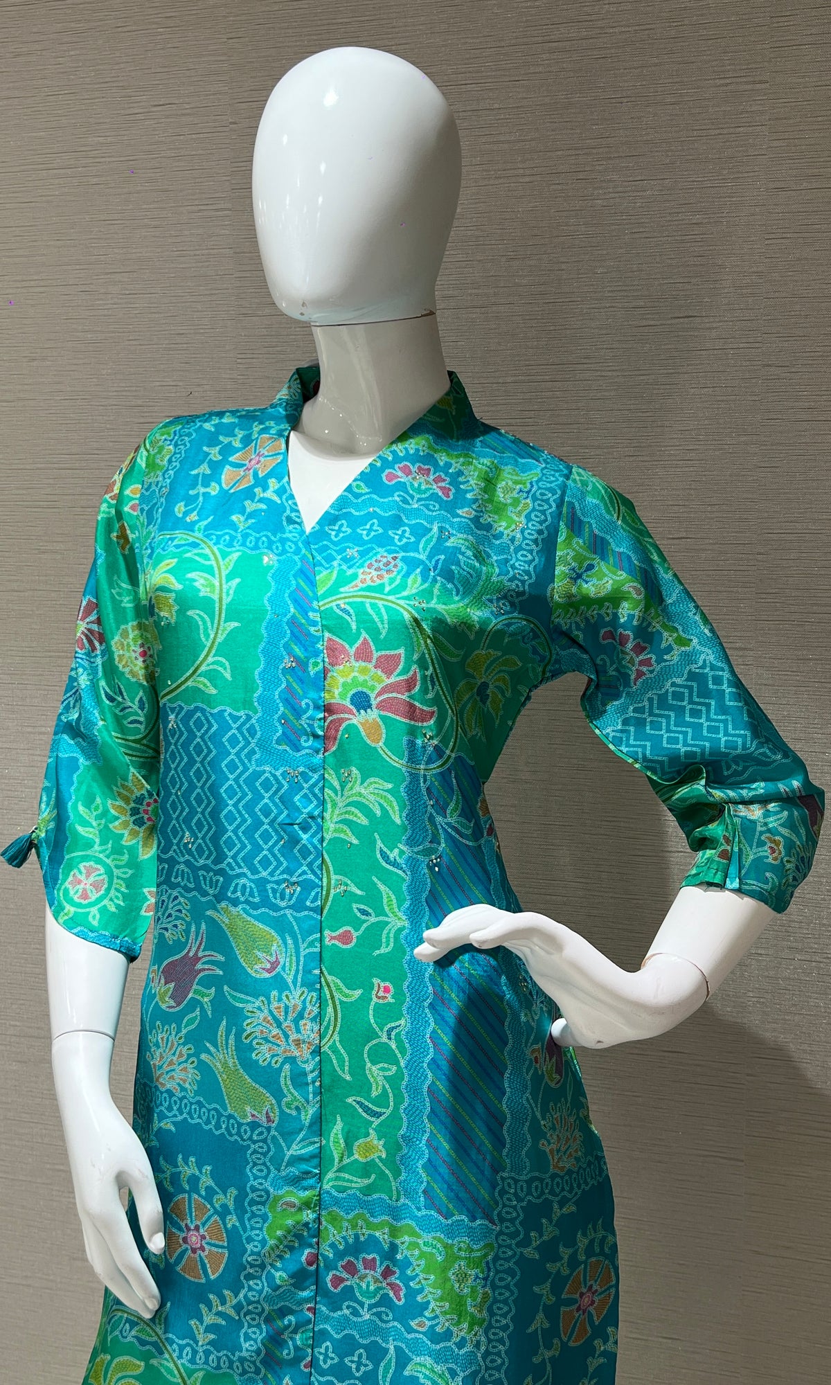 green printed kurti top