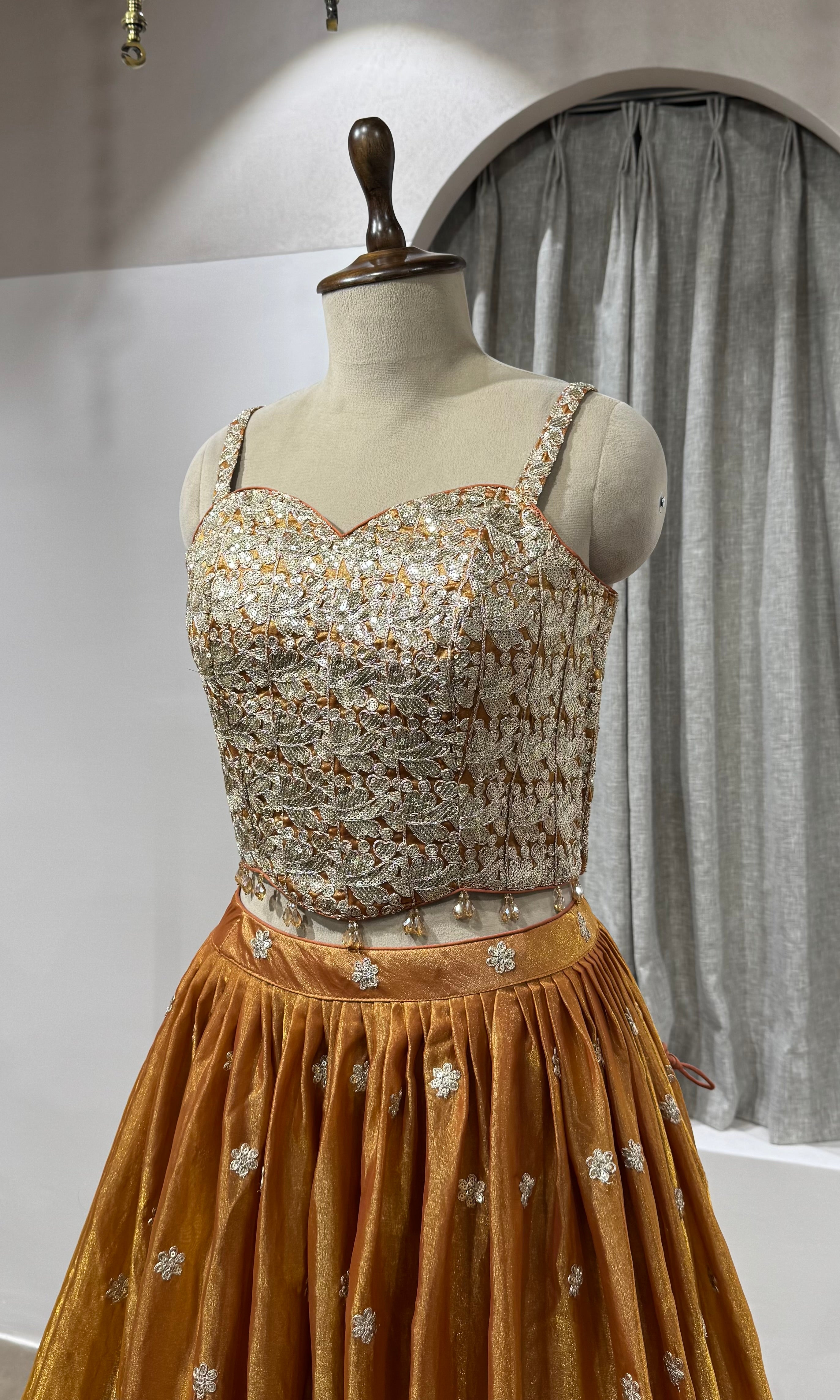 Rust Tissue Silk Elegance lehenga set