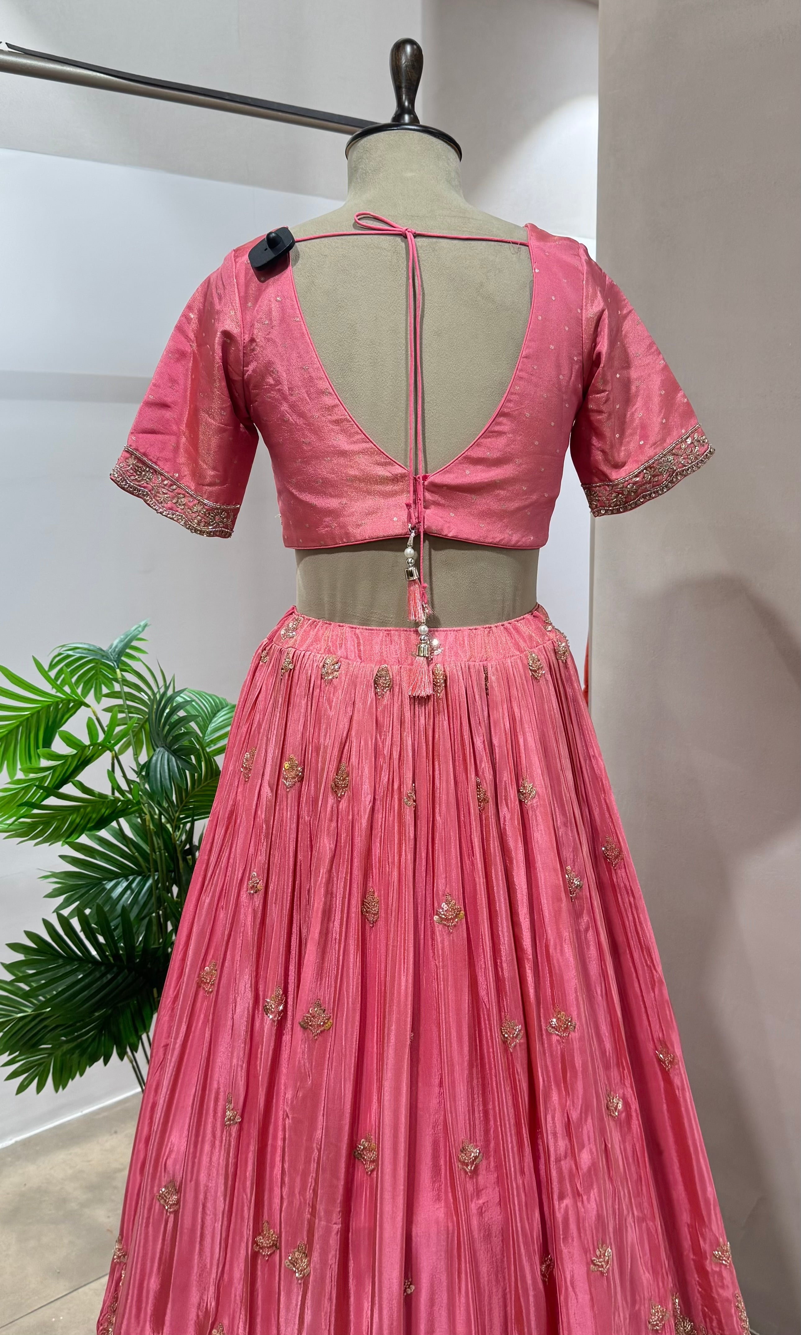Baby pink GOLDEN EMBROIDERY Lehenga