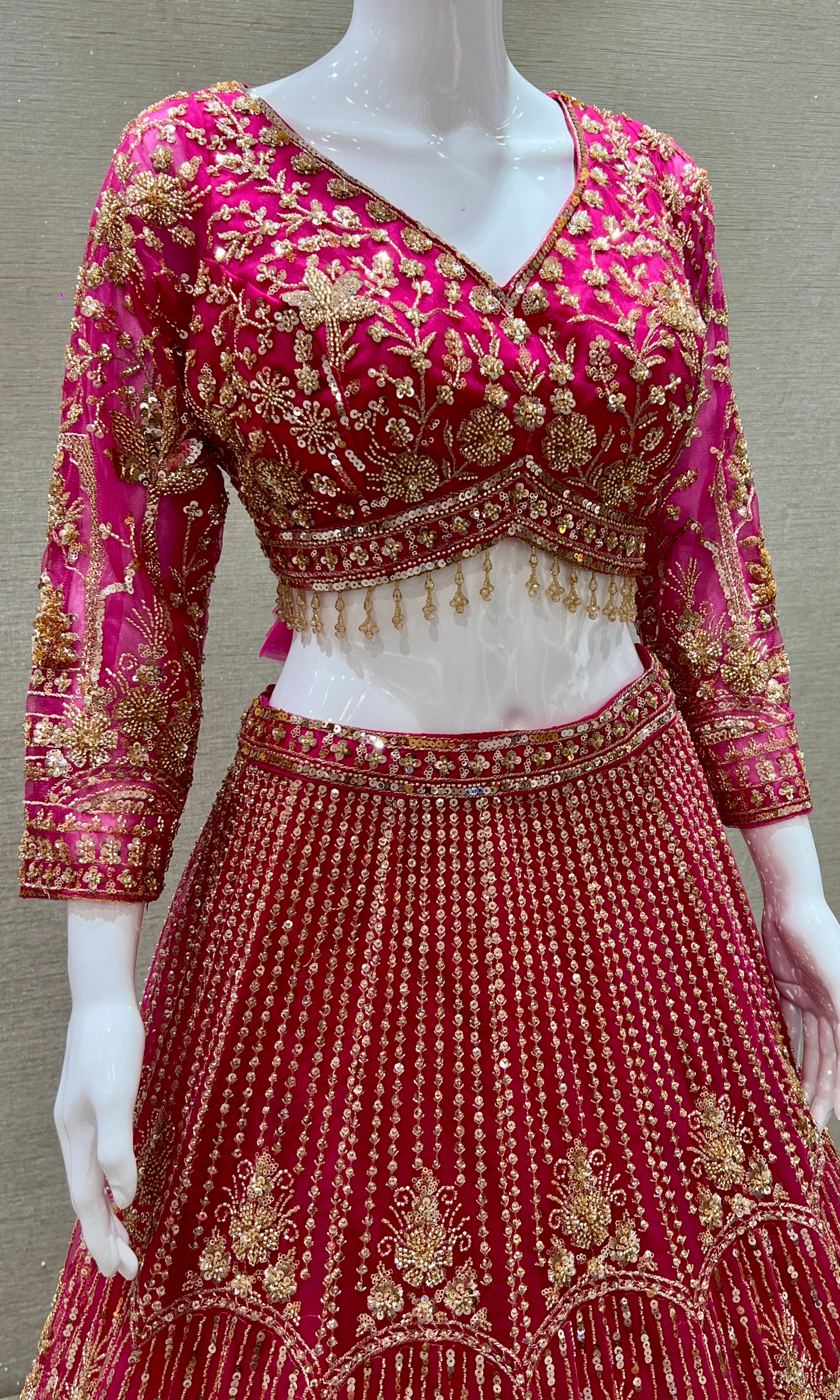 Rani Pink Regal Zardosi Bridal Lehenga