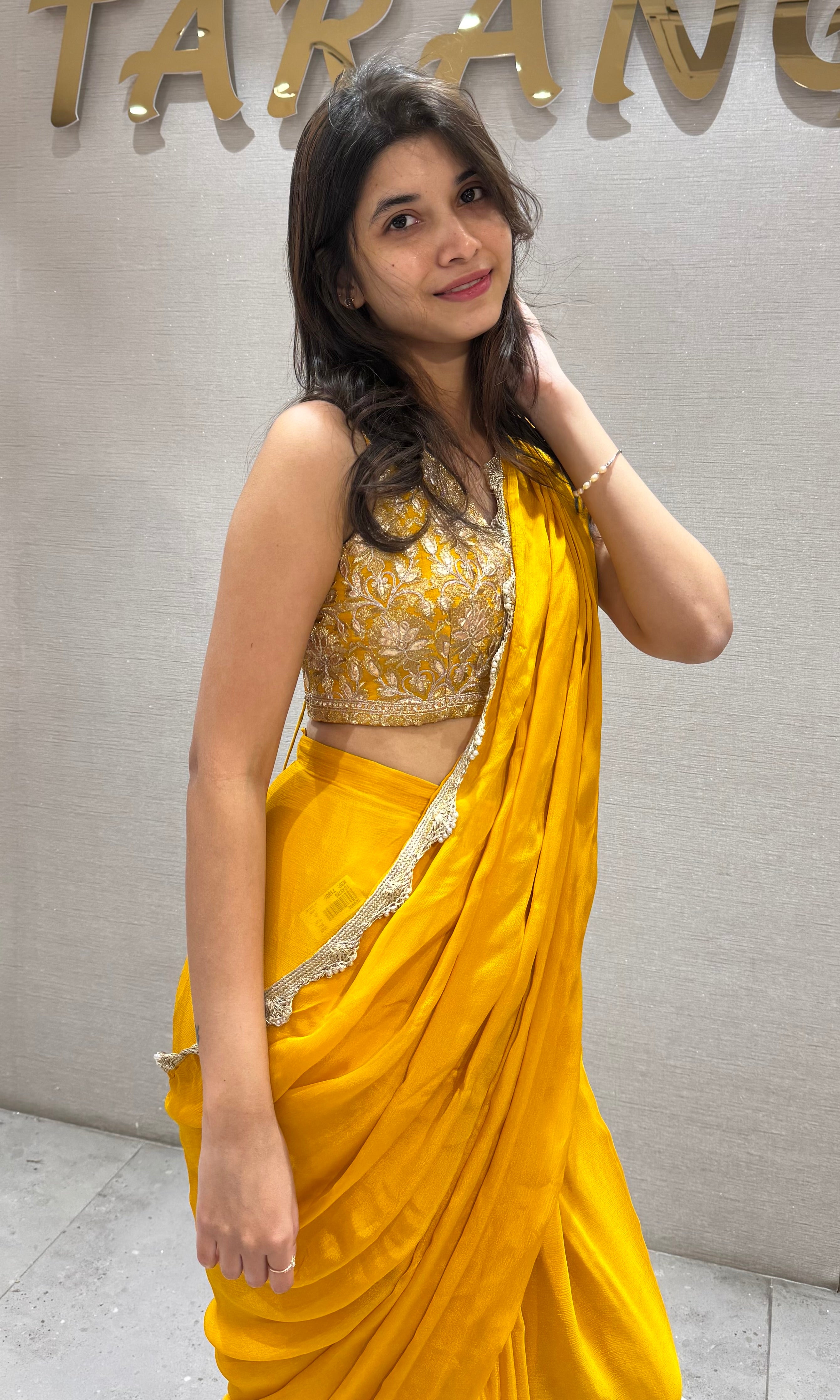 Yellow sunshine Elegance drape saree