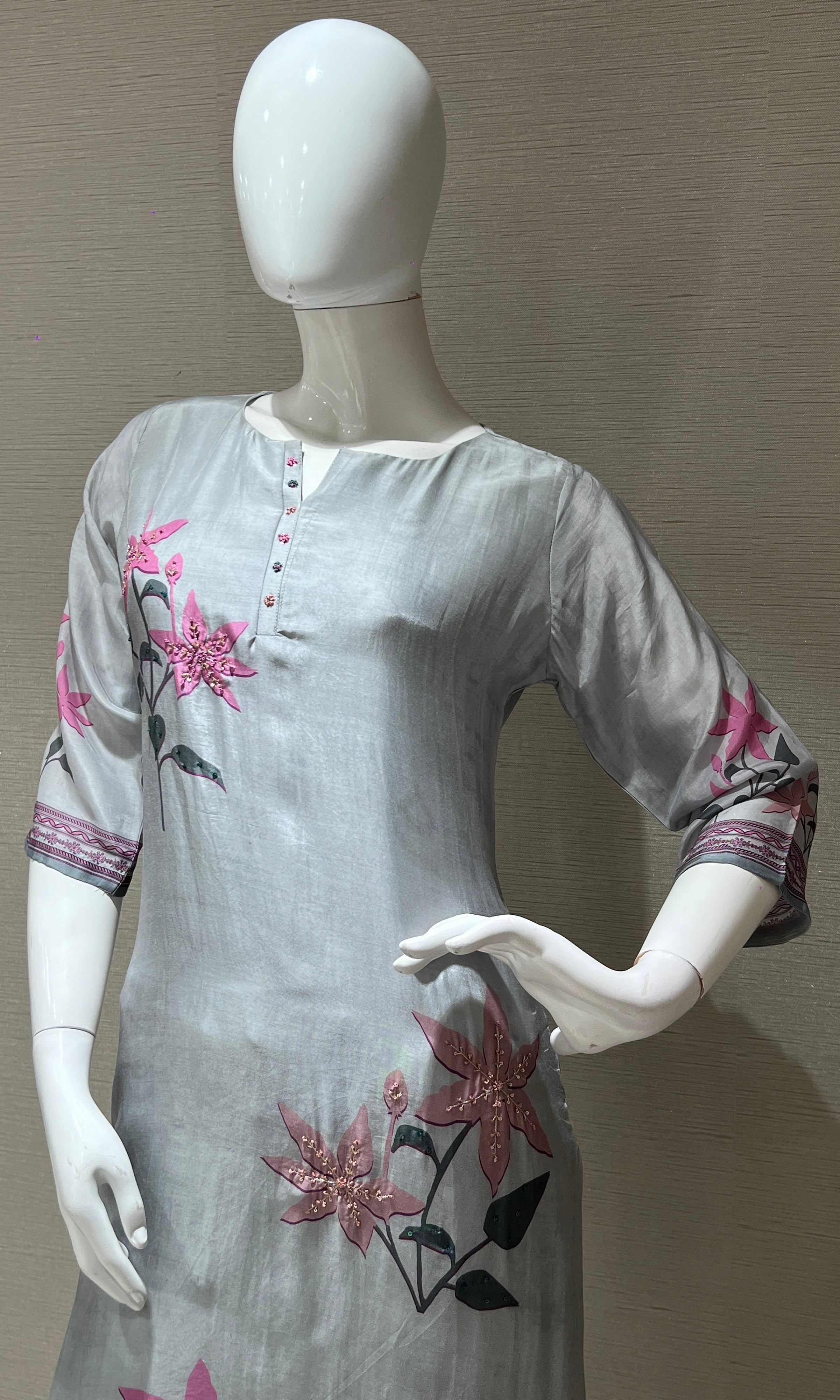 Grey floral print Kurti top