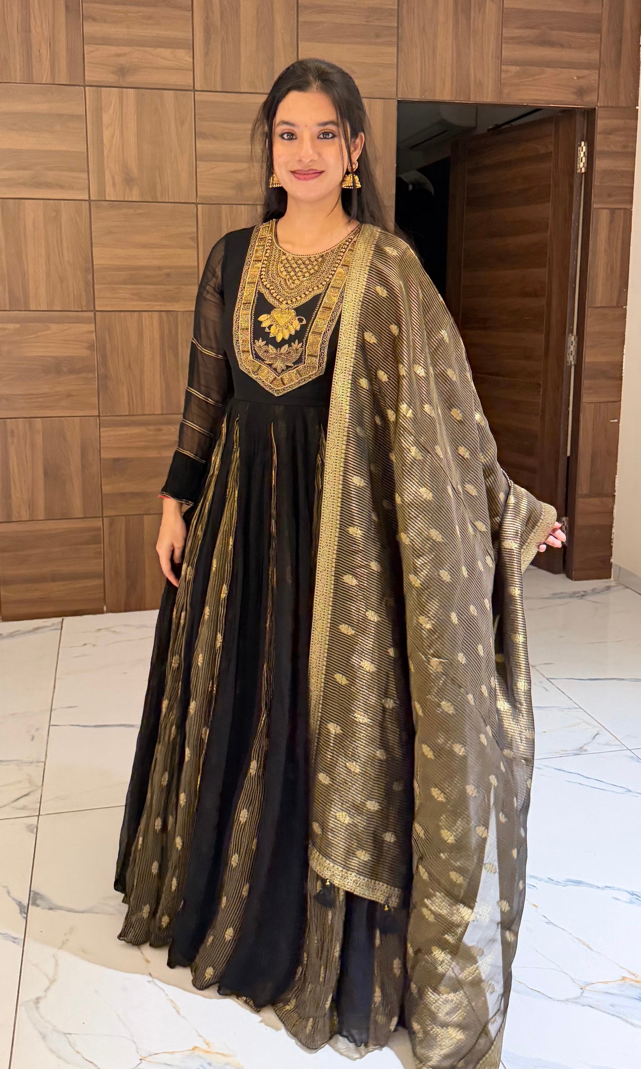 Black GOLDEN ANARKALI
