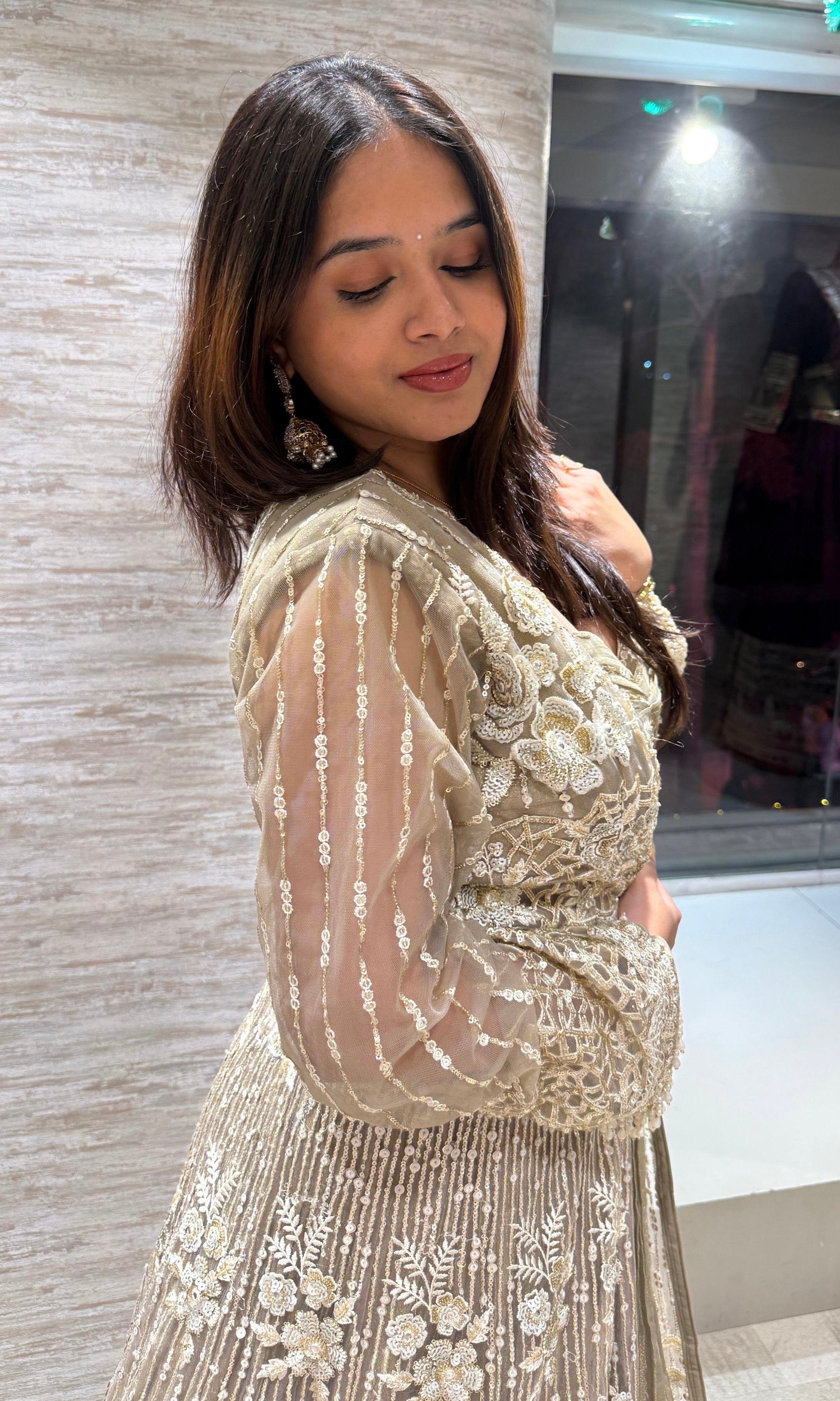 Golden Cape CROP TOP Lehenga